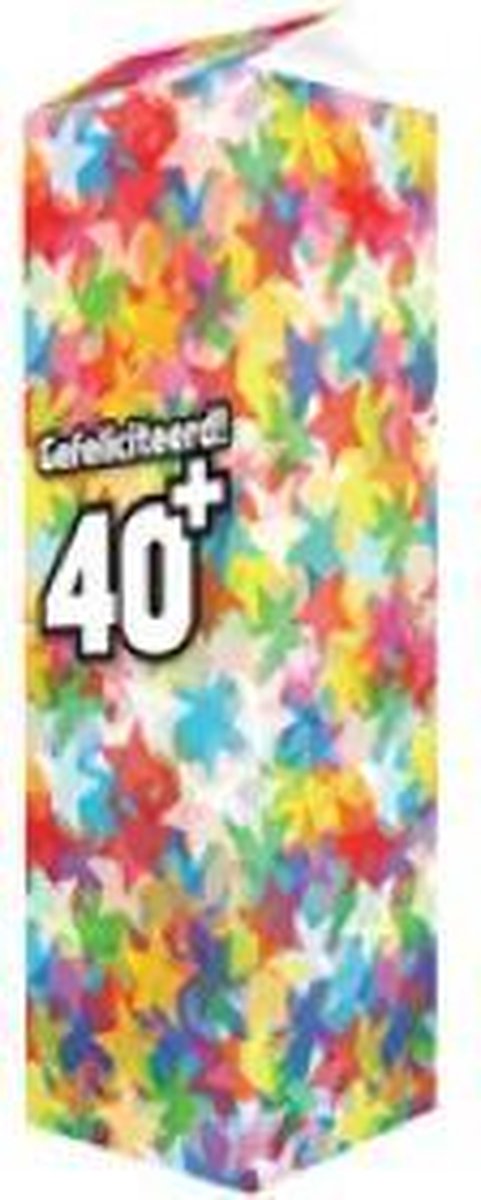 Verjaardag - Melkpak - Gefeliciteerd 40+ - Gevuld met een dropmix - In cadeauverpakking met gekleurd lint