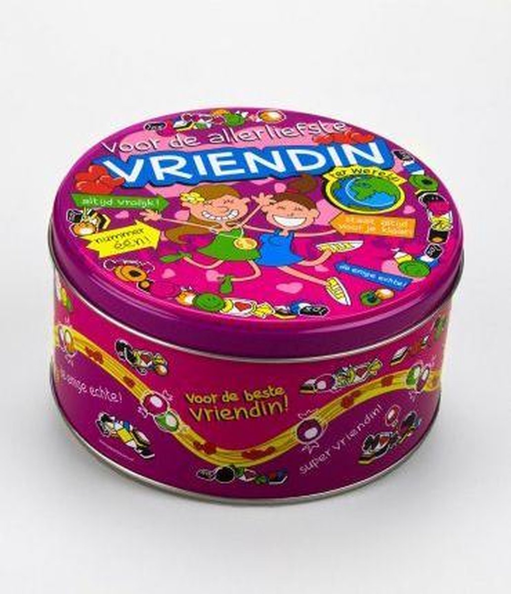 Verjaardag - Snoeptrommel - Vriendin - Gevuld met verse dropmix - In cadeauverpakking met gekleurd lint