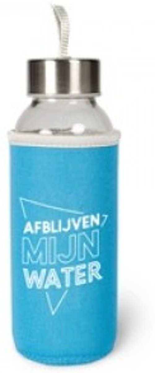 Verjaardag - Waterfles  - Afblijven mijn water - In cadeauverpakking met gekleurd lint