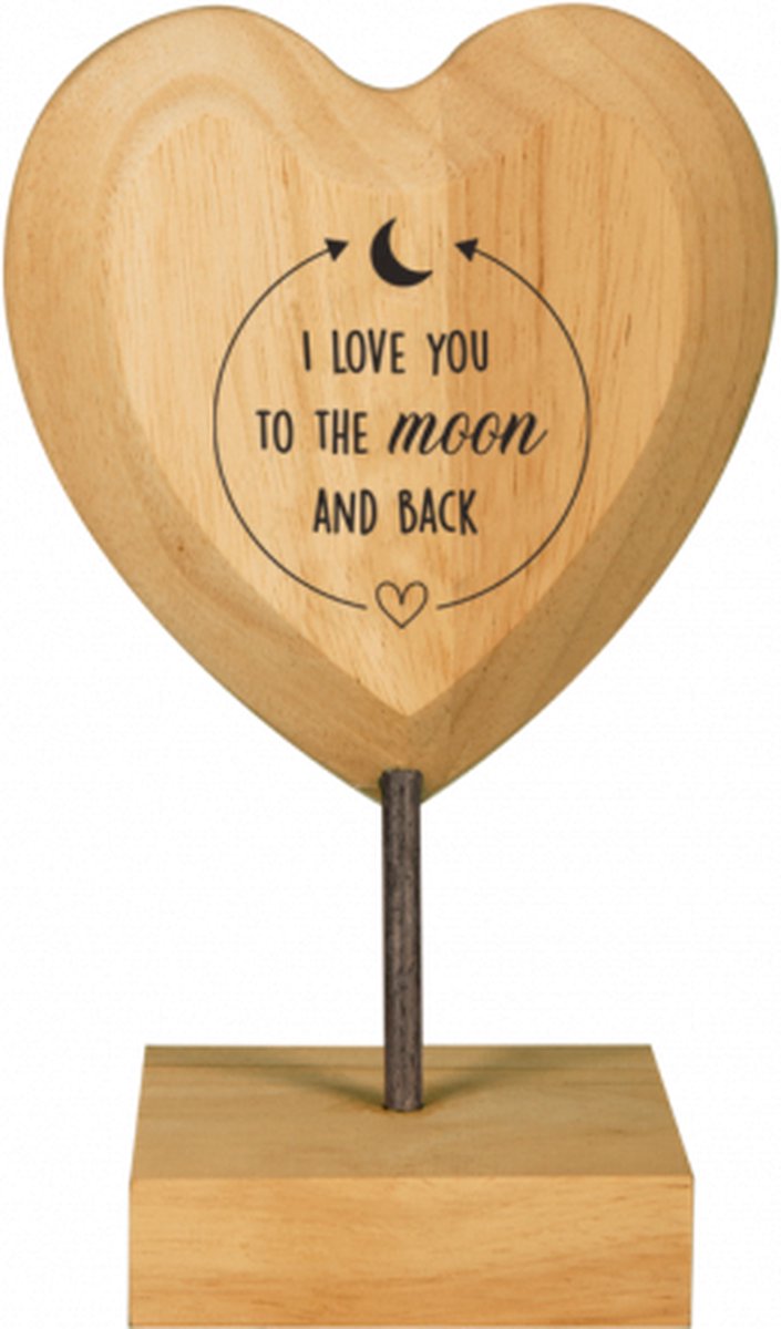 Wooden Heart - I love you to the moon and back - Lint: Speciaal voor jou - Cadeauverpakking