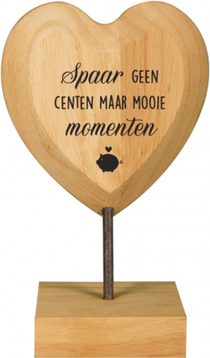 Wooden Heart - Spaar geen centen maar mooie momenten - Lint: Speciaal voor jou - Cadeauverpakking