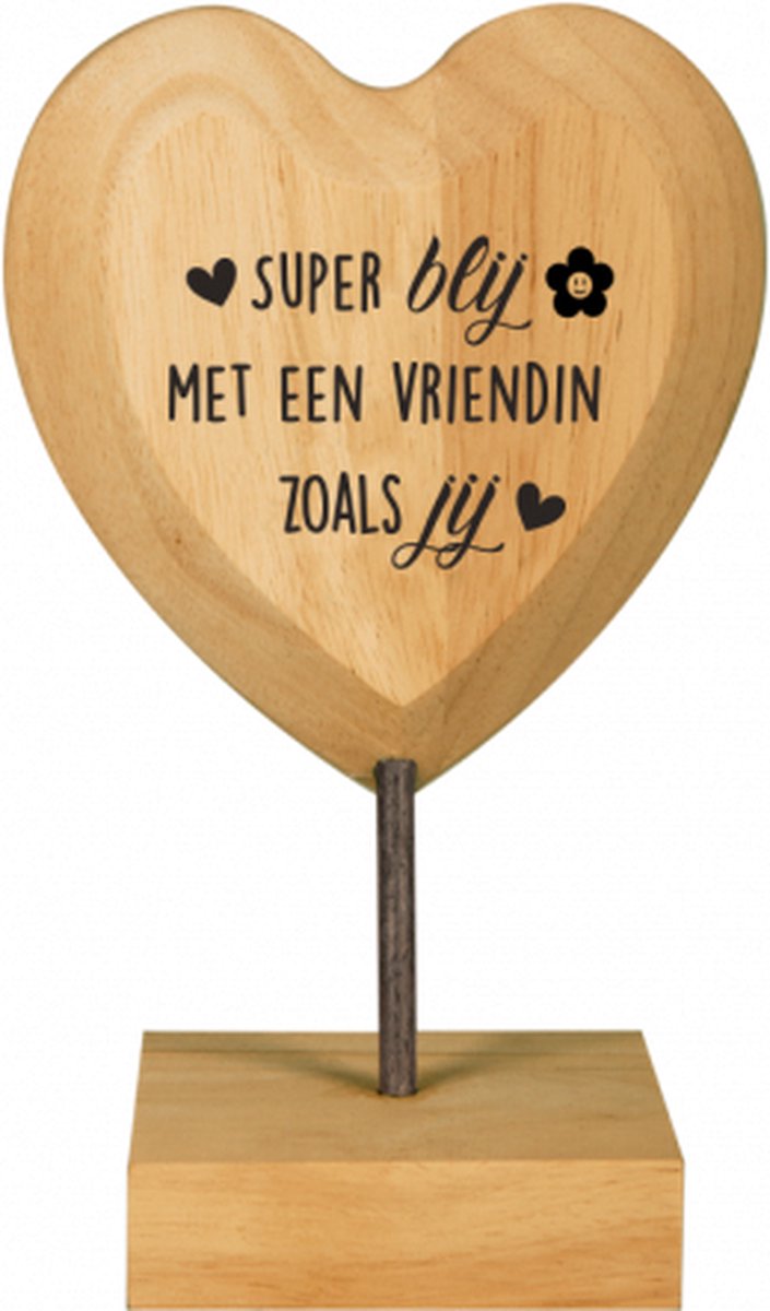 Wooden Heart - Vriendin - Lint: Speciaal voor jou - Cadeauverpakking