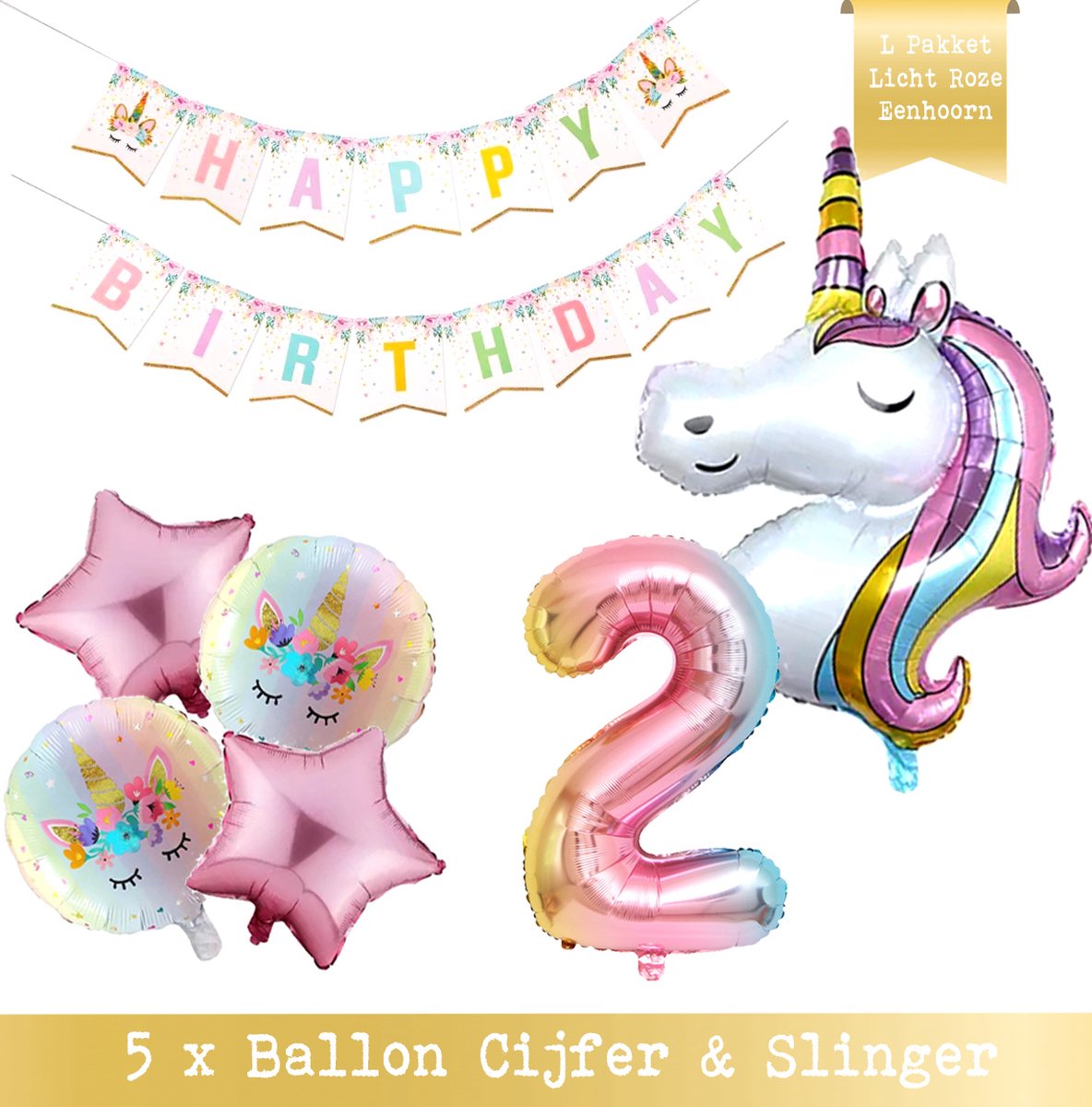 * Snoes * Cijfer 2 ballon Unicorn Plus Pack * Eenhoorn Licht Roze * DIY Slinger* Set van 7 * Grotere Ballonnen en DIY Slinger * Unicorn Licht 2 * Eerste verjaardag * Hoera 2 Jaar * Birthday * Ballon Cijfer 2