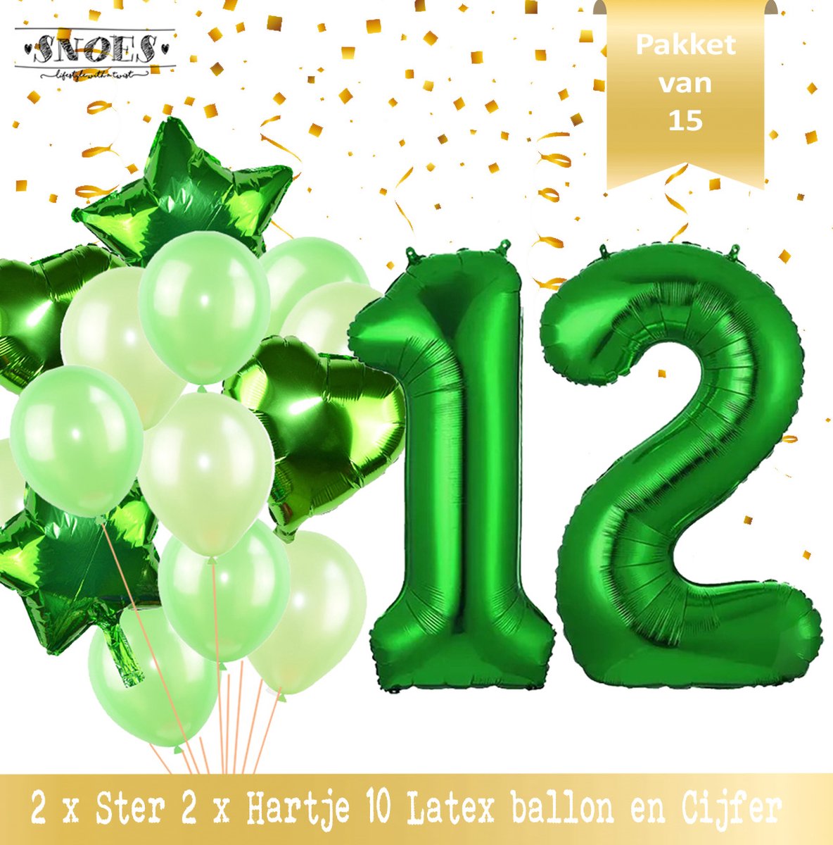 Cijfer Ballon 12 Jaar Groen Forrest Green Boeket * Hoera 12 Jaar Verjaardag Decoratie Set van 15 Ballonnen * 80 cm Verjaardag Nummer Ballon * Snoes * Verjaardag Versiering * Kinderfeestje * Forrest Green* Nummer Ballon 12 * Groen