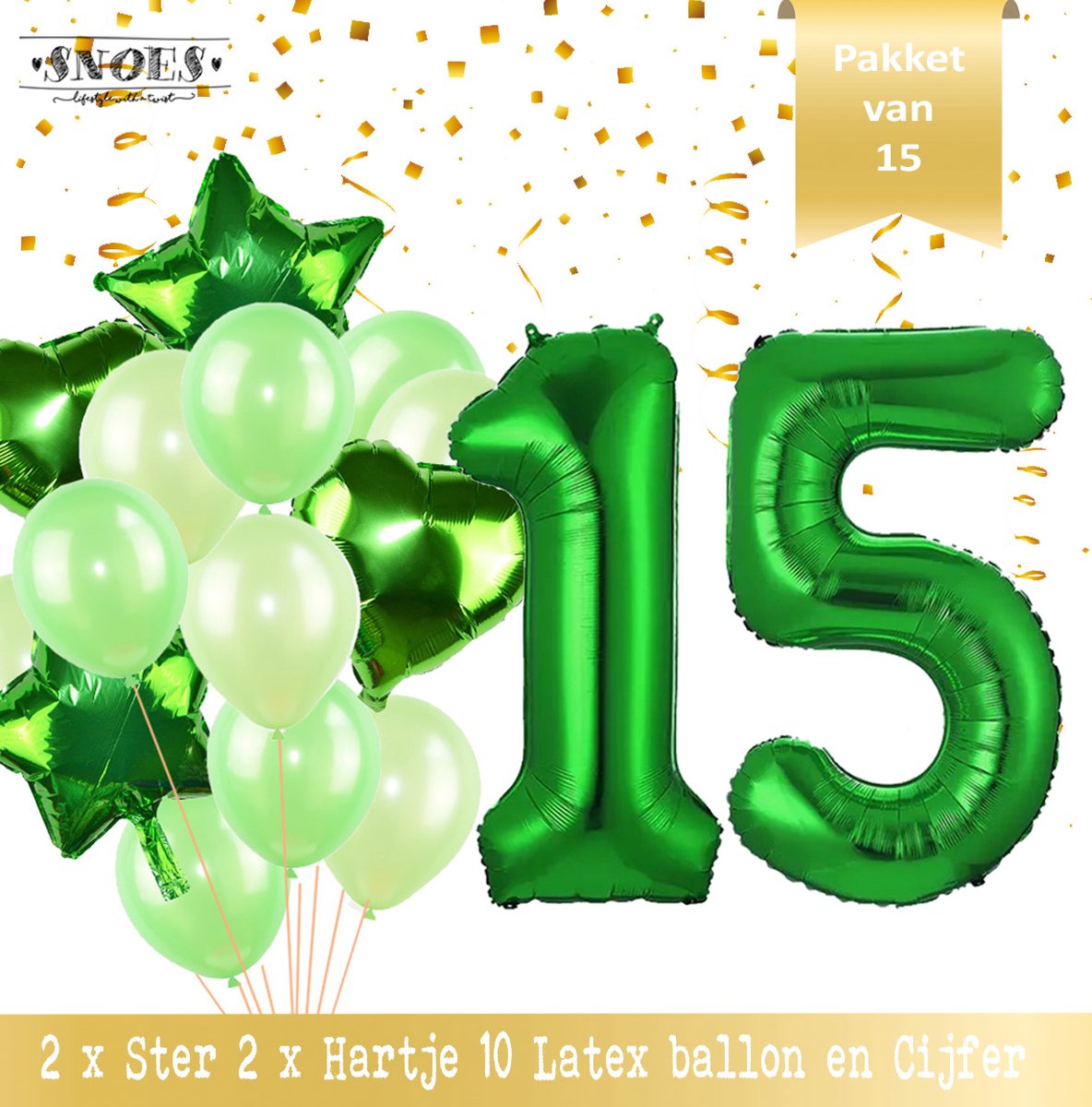 Cijfer Ballon 15 Jaar Groen Forrest Green Boeket * Hoera 15 Jaar Verjaardag Decoratie Set van 15 Ballonnen * 80 cm Verjaardag Nummer Ballon * Snoes * Verjaardag Versiering * Kinderfeestje * Forrest Green* Nummer Ballon 15 * Groen