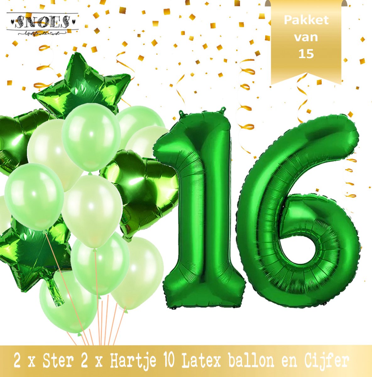 Cijfer Ballon 16 Jaar Groen Forrest Green Boeket * Hoera 16 Jaar Verjaardag Decoratie Set van 15 Ballonnen * 80 cm Verjaardag Nummer Ballon * Snoes * Verjaardag Versiering * Kinderfeestje * Forrest Green* Nummer Ballon 16 * Groen