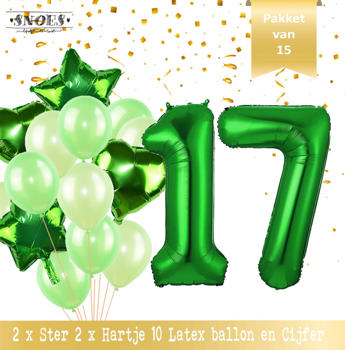 Cijfer Ballon 17 Jaar Groen Forrest Green Boeket * Hoera 17 Jaar Verjaardag Decoratie Set van 15 Ballonnen * 80 cm Verjaardag Nummer Ballon * Snoes * Verjaardag Versiering * Kinderfeestje * Forrest Green* Nummer Ballon 17 * Groen