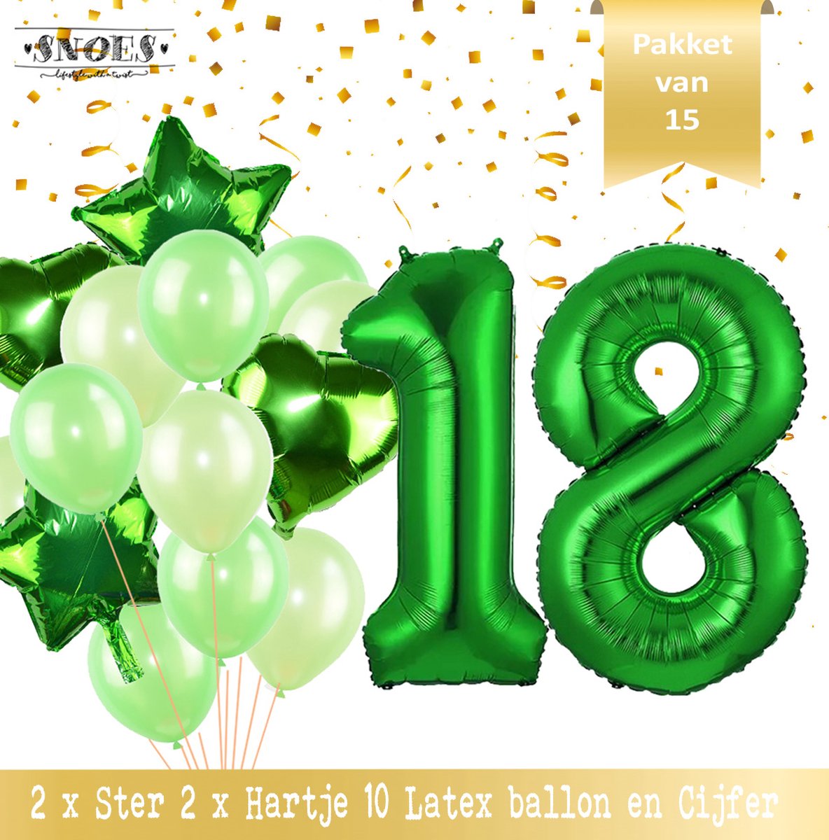 Cijfer Ballon 18 Jaar Groen Forrest Green Boeket * Hoera 18 Jaar Verjaardag Decoratie Set van 15 Ballonnen * 80 cm Verjaardag Nummer Ballon * Snoes * Verjaardag Versiering * Kinderfeestje * Forrest Green* Nummer Ballon 18 * Groen