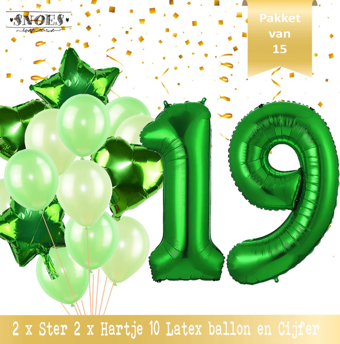 Cijfer Ballon 19 Jaar Groen Forrest Green Boeket * Hoera 19 Jaar Verjaardag Decoratie Set van 15 Ballonnen * 80 cm Verjaardag Nummer Ballon * Snoes * Verjaardag Versiering * Kinderfeestje * Forrest Green* Nummer Ballon 19 * Groen