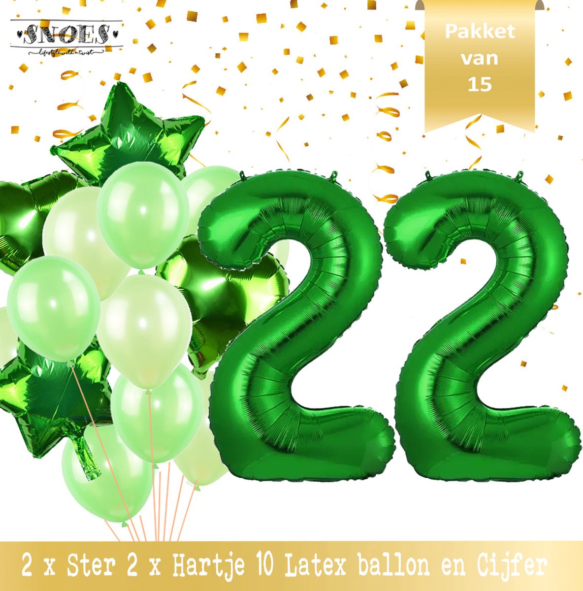 Cijfer Ballon 22 Jaar Groen Forrest Green Boeket * Hoera 22 Jaar Verjaardag Decoratie Set van 15 Ballonnen * 80 cm Verjaardag Nummer Ballon * Snoes * Verjaardag Versiering * Kinderfeestje * Forrest Green* Nummer Ballon 22 * Groen