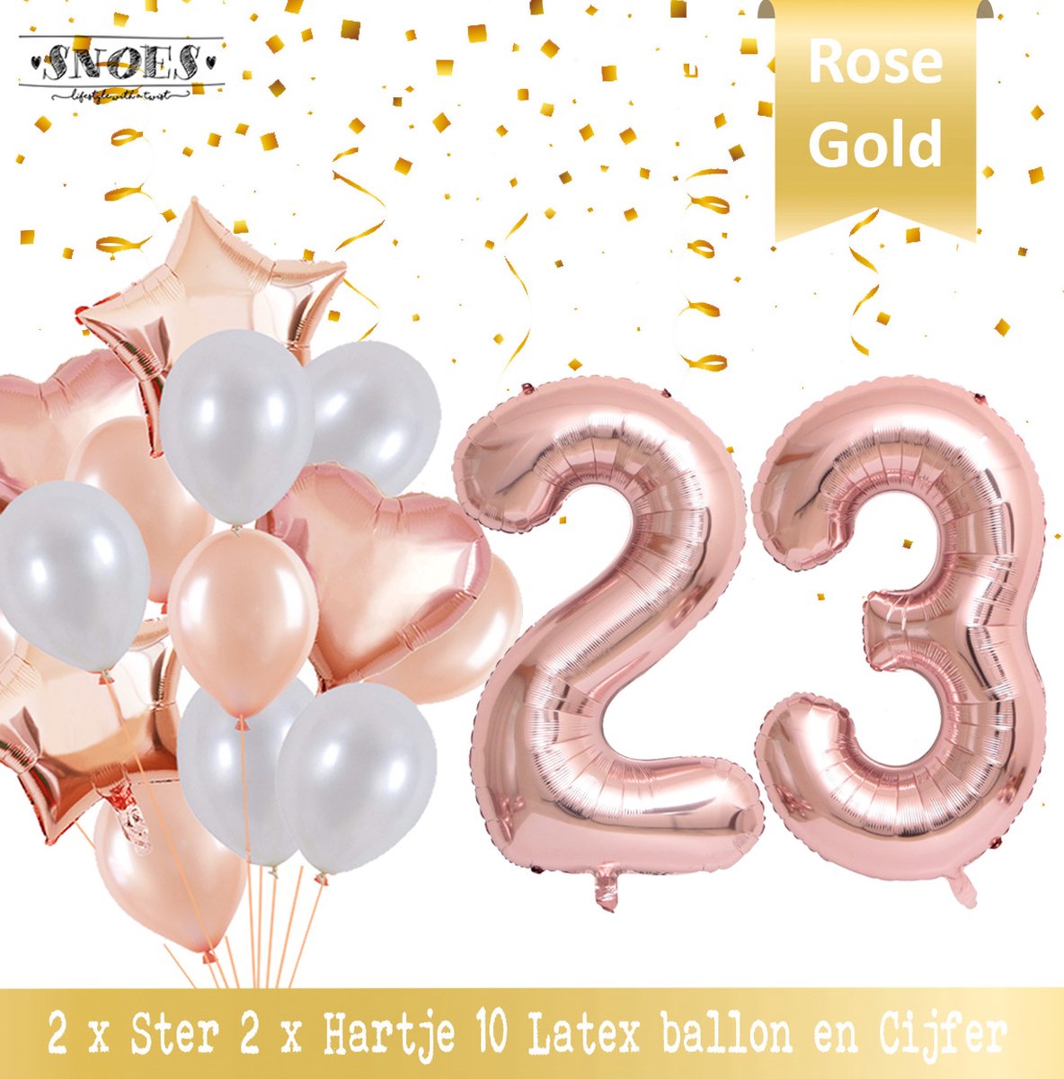 Cijfer Ballon 23 Jaar Rose Gold Pearl Boeket * Hoera 23 Jaar Verjaardag Decoratie Set van 15 Ballonnen * 80 cm Verjaardag Nummer Ballon * Snoes * Verjaardag Versiering * Kinderfeestje * Château Rose* Nummer Ballon 23 * Rose