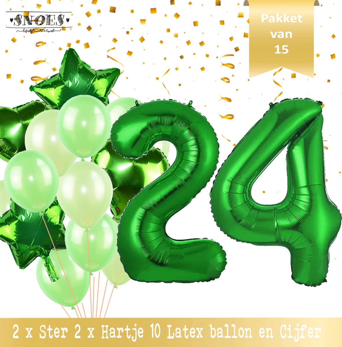 Cijfer Ballon 24 Jaar Groen Forrest Green Boeket * Hoera 24 Jaar Verjaardag Decoratie Set van 15 Ballonnen * 80 cm Verjaardag Nummer Ballon * Snoes * Verjaardag Versiering * Kinderfeestje * Forrest Green* Nummer Ballon 24 * Groen