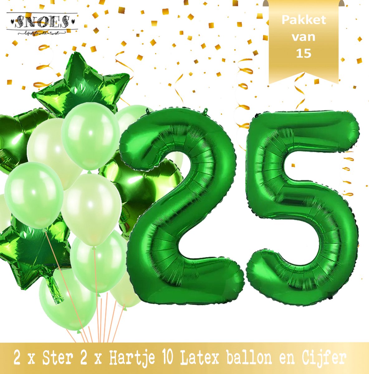 Cijfer Ballon 25 Jaar Groen Forrest Green Boeket * Hoera 25 Jaar Verjaardag Decoratie Set van 15 Ballonnen * 80 cm Verjaardag Nummer Ballon * Snoes * Verjaardag Versiering * Kinderfeestje * Forrest Green* Nummer Ballon 25 * Groen