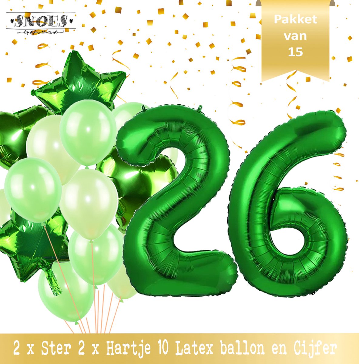 Cijfer Ballon 26 Jaar Groen Forrest Green Boeket * Hoera 26 Jaar Verjaardag Decoratie Set van 15 Ballonnen * 80 cm Verjaardag Nummer Ballon * Snoes * Verjaardag Versiering * Kinderfeestje * Forrest Green* Nummer Ballon 26 * Groen