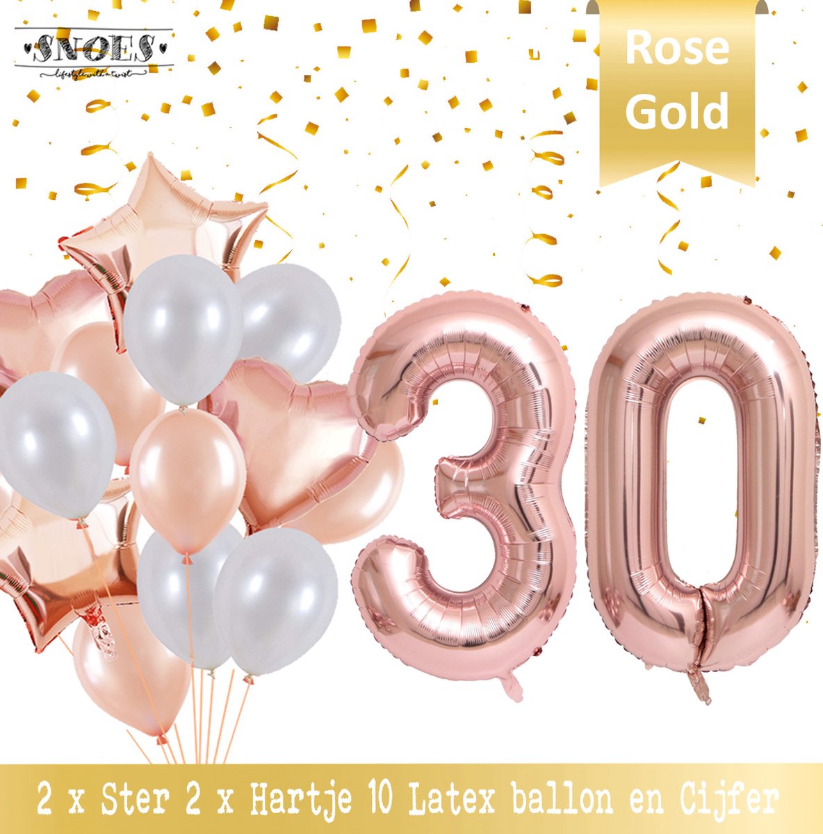 Cijfer Ballon 30 Jaar Rose Gold Pearl Boeket * Hoera 30 Jaar Verjaardag Decoratie Set van 15 Ballonnen * 80 cm Verjaardag Nummer Ballon * Snoes * Verjaardag Versiering * Kinderfeestje * Château Rose* Nummer Ballon 30 * Rose