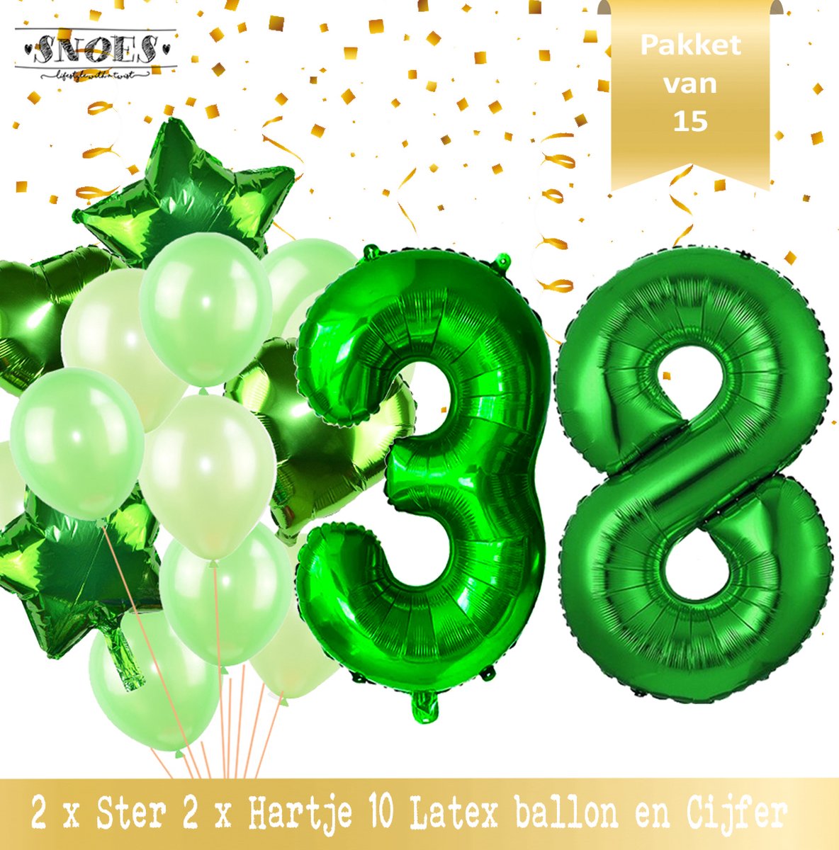 Cijfer Ballon 38 Jaar Groen Forrest Green Boeket * Hoera 38 Jaar Verjaardag Decoratie Set van 15 Ballonnen * 80 cm Verjaardag Nummer Ballon * Snoes * Verjaardag Versiering * Kinderfeestje * Forrest Green* Nummer Ballon 38 * Groen