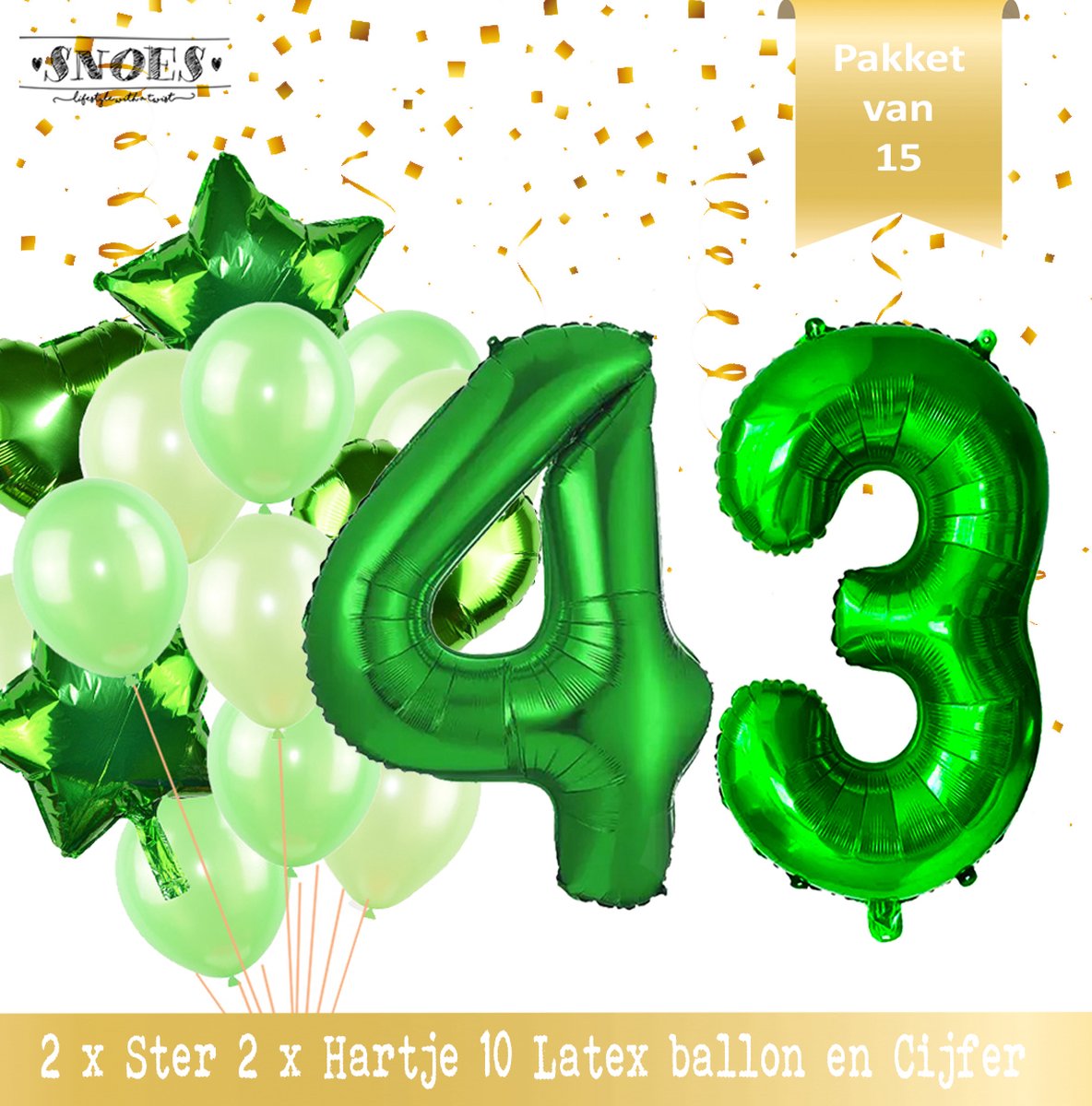 Cijfer Ballon 43 Jaar Groen Forrest Green Boeket * Hoera 43 Jaar Verjaardag Decoratie Set van 15 Ballonnen * 80 cm Verjaardag Nummer Ballon * Snoes * Verjaardag Versiering * Kinderfeestje * Forrest Green* Nummer Ballon 43 * Groen