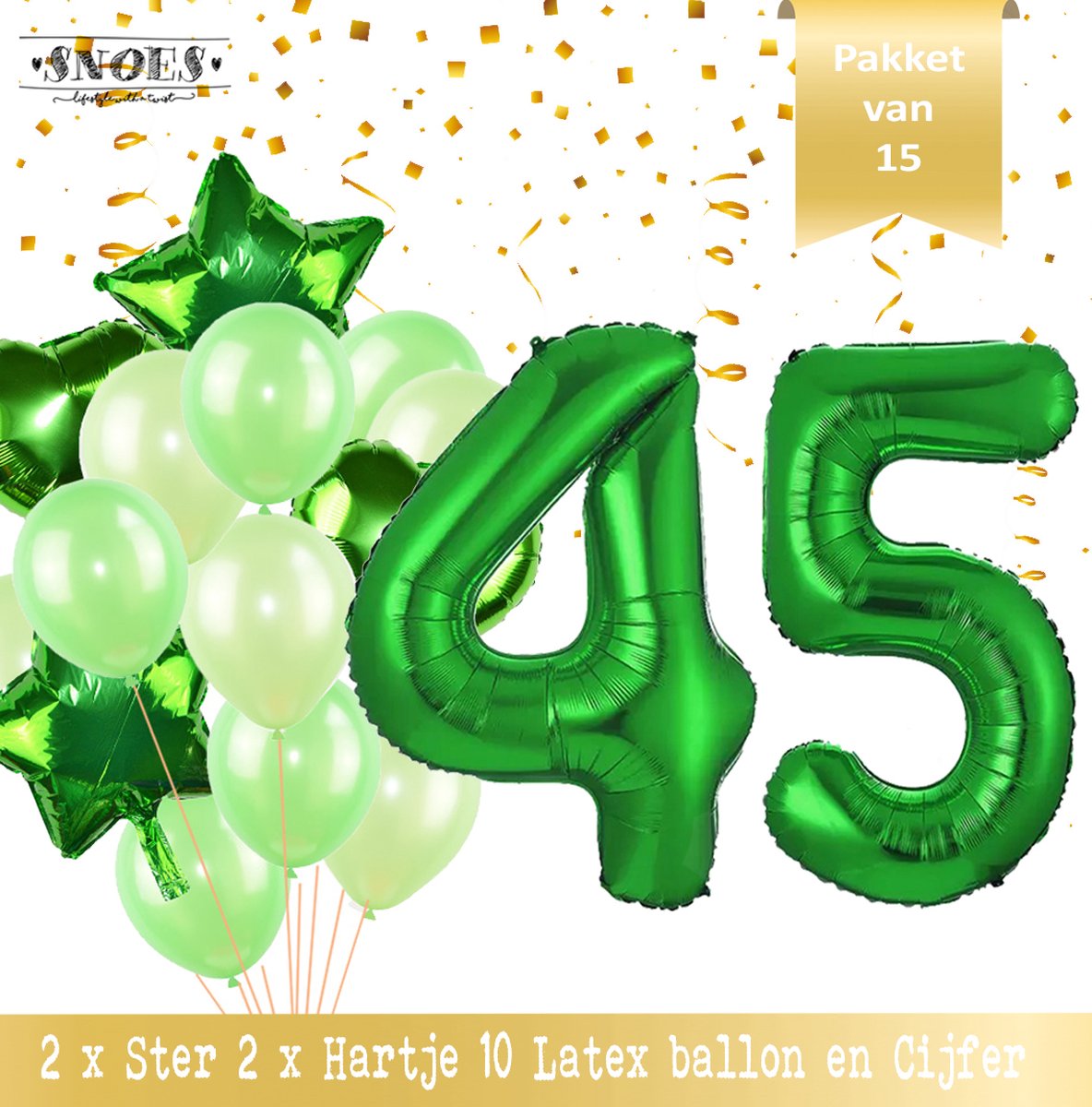 Cijfer Ballon 45 Jaar Groen Forrest Green Boeket * Hoera 45 Jaar Verjaardag Decoratie Set van 15 Ballonnen * 80 cm Verjaardag Nummer Ballon * Snoes * Verjaardag Versiering * Kinderfeestje * Forrest Green* Nummer Ballon 45 * Groen