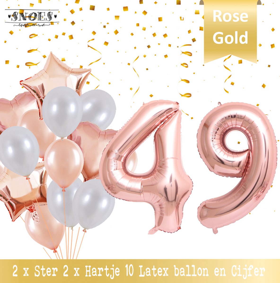 Cijfer Ballon 49 Jaar Rose Gold Pearl Boeket * Hoera 49 Jaar Verjaardag Decoratie Set van 15 Ballonnen * 80 cm Verjaardag Nummer Ballon * Snoes * Verjaardag Versiering * Kinderfeestje * Château Rose* Nummer Ballon 49 * Rose