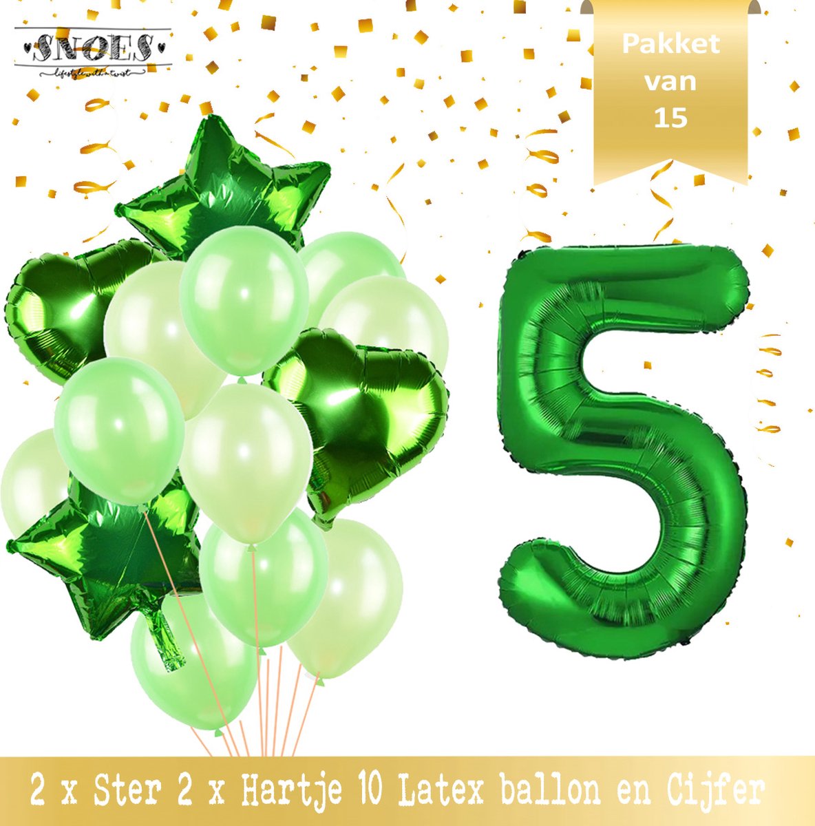 Cijfer Ballon 5 Jaar Groen Forrest Green Boeket * Hoera 5 Jaar Verjaardag Decoratie Set van 15 Ballonnen * 80 cm Verjaardag Nummer Ballon * Snoes * Verjaardag Versiering * Kinderfeestje * Forrest Green* Nummer Ballon 5 * Groen