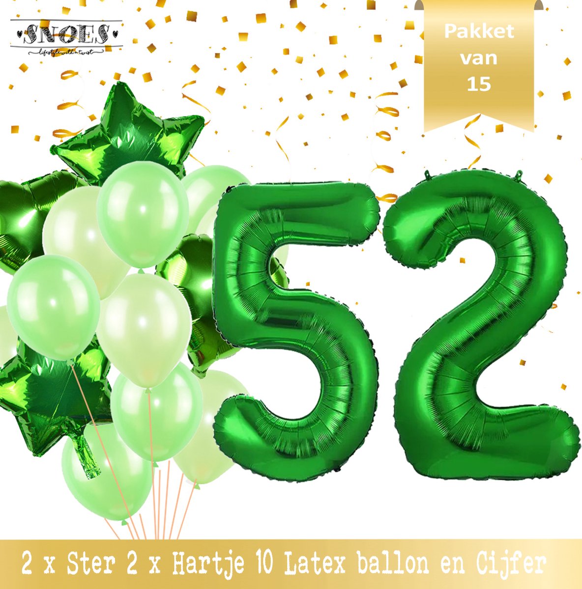 Cijfer Ballon 52 Jaar Groen Forrest Green Boeket * Hoera 52 Jaar Verjaardag Decoratie Set van 15 Ballonnen * 80 cm Verjaardag Nummer Ballon * Snoes * Verjaardag Versiering * Kinderfeestje * Forrest Green* Nummer Ballon 52 * Groen