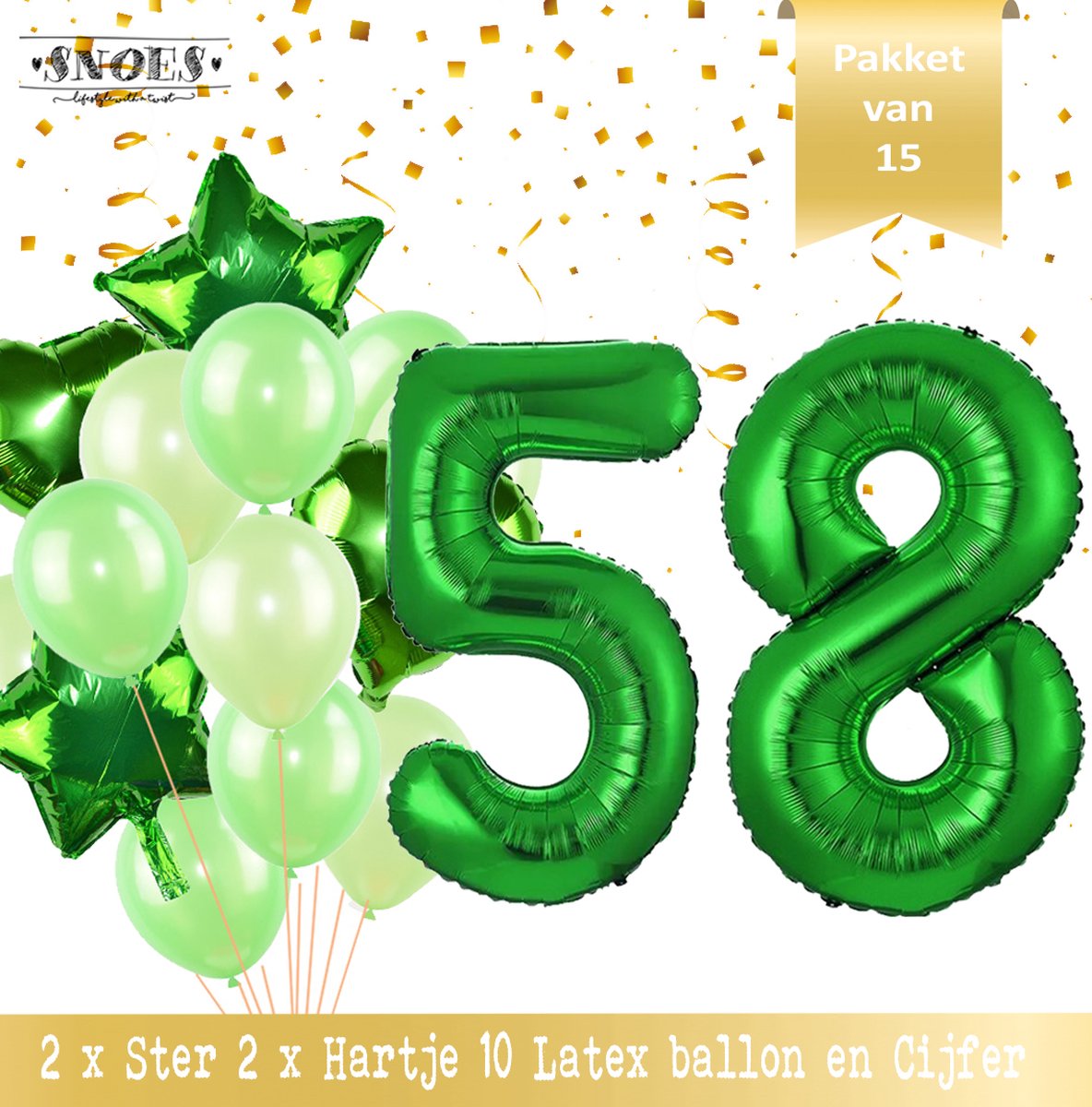 Cijfer Ballon 58 Jaar Groen Forrest Green Boeket * Hoera 58 Jaar Verjaardag Decoratie Set van 15 Ballonnen * 80 cm Verjaardag Nummer Ballon * Snoes * Verjaardag Versiering * Kinderfeestje * Forrest Green* Nummer Ballon 58 * Groen