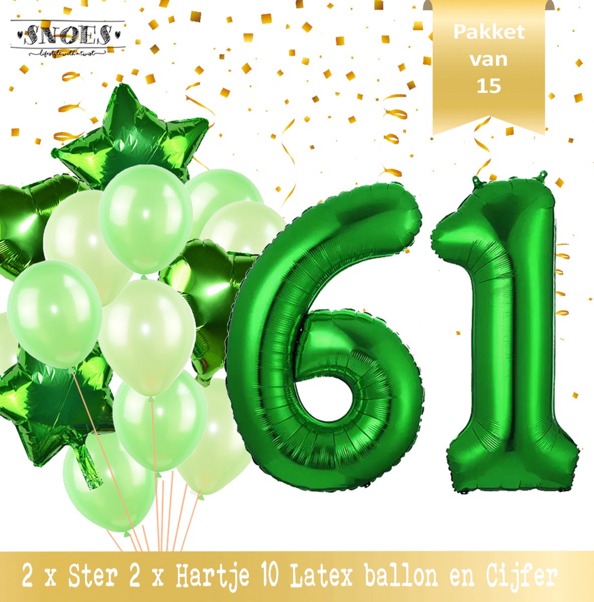 Cijfer Ballon 61 Jaar Groen Forrest Green Boeket * Hoera 61 Jaar Verjaardag Decoratie Set van 15 Ballonnen * 80 cm Verjaardag Nummer Ballon * Snoes * Verjaardag Versiering * Kinderfeestje * Forrest Green* Nummer Ballon 61 * Groen