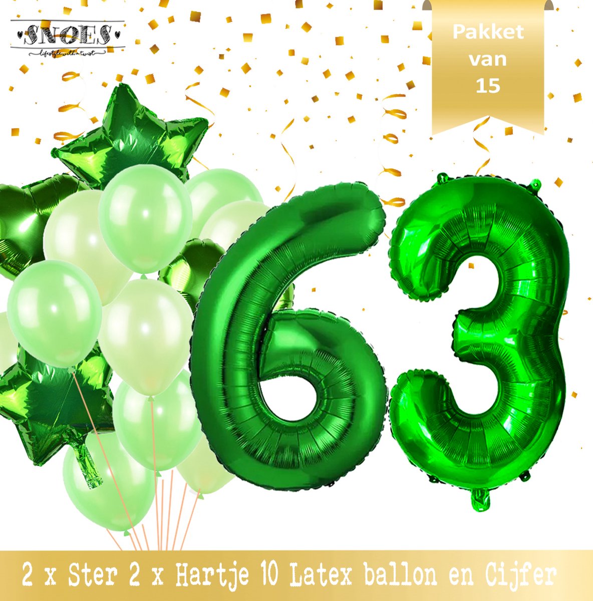 Cijfer Ballon 63 Jaar Groen Forrest Green Boeket * Hoera 63 Jaar Verjaardag Decoratie Set van 15 Ballonnen * 80 cm Verjaardag Nummer Ballon * Snoes * Verjaardag Versiering * Kinderfeestje * Forrest Green* Nummer Ballon 63 * Groen