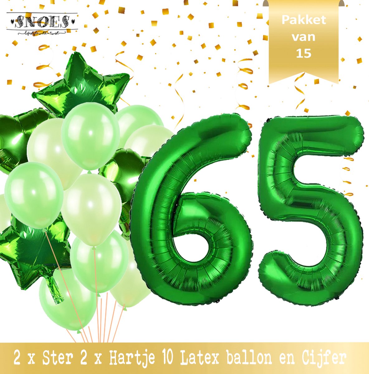 Cijfer Ballon 65 Jaar Groen Forrest Green Boeket * Hoera 65 Jaar Verjaardag Decoratie Set van 15 Ballonnen * 80 cm Verjaardag Nummer Ballon * Snoes * Verjaardag Versiering * Kinderfeestje * Forrest Green* Nummer Ballon 65 * Groen