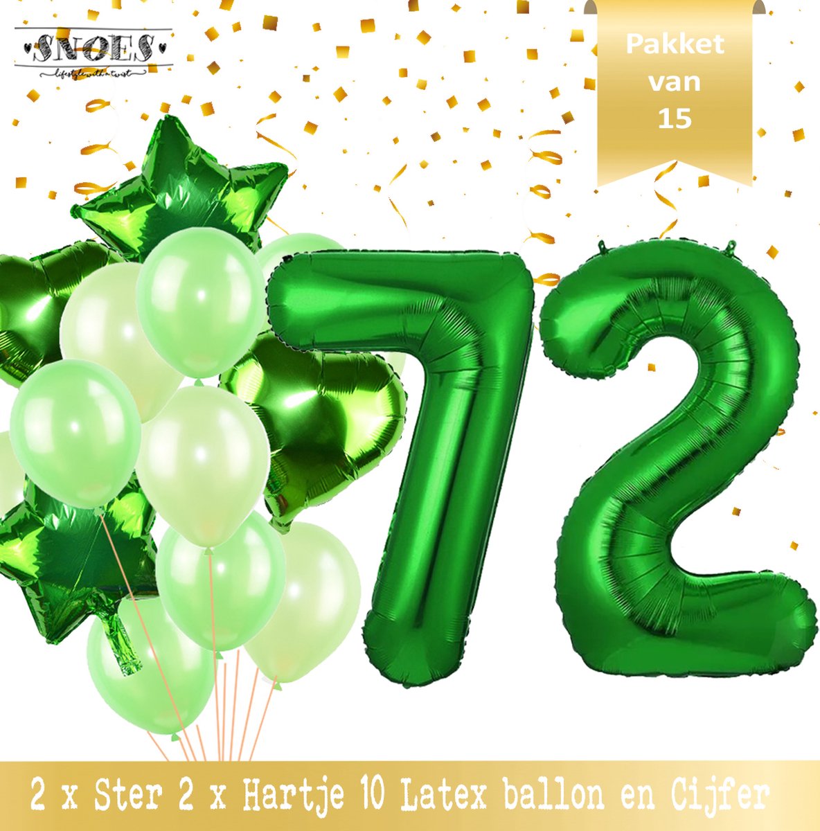 Cijfer Ballon 72 Jaar Groen Forrest Green Boeket * Hoera 72 Jaar Verjaardag Decoratie Set van 15 Ballonnen * 80 cm Verjaardag Nummer Ballon * Snoes * Verjaardag Versiering * Kinderfeestje * Forrest Green* Nummer Ballon 72 * Groen