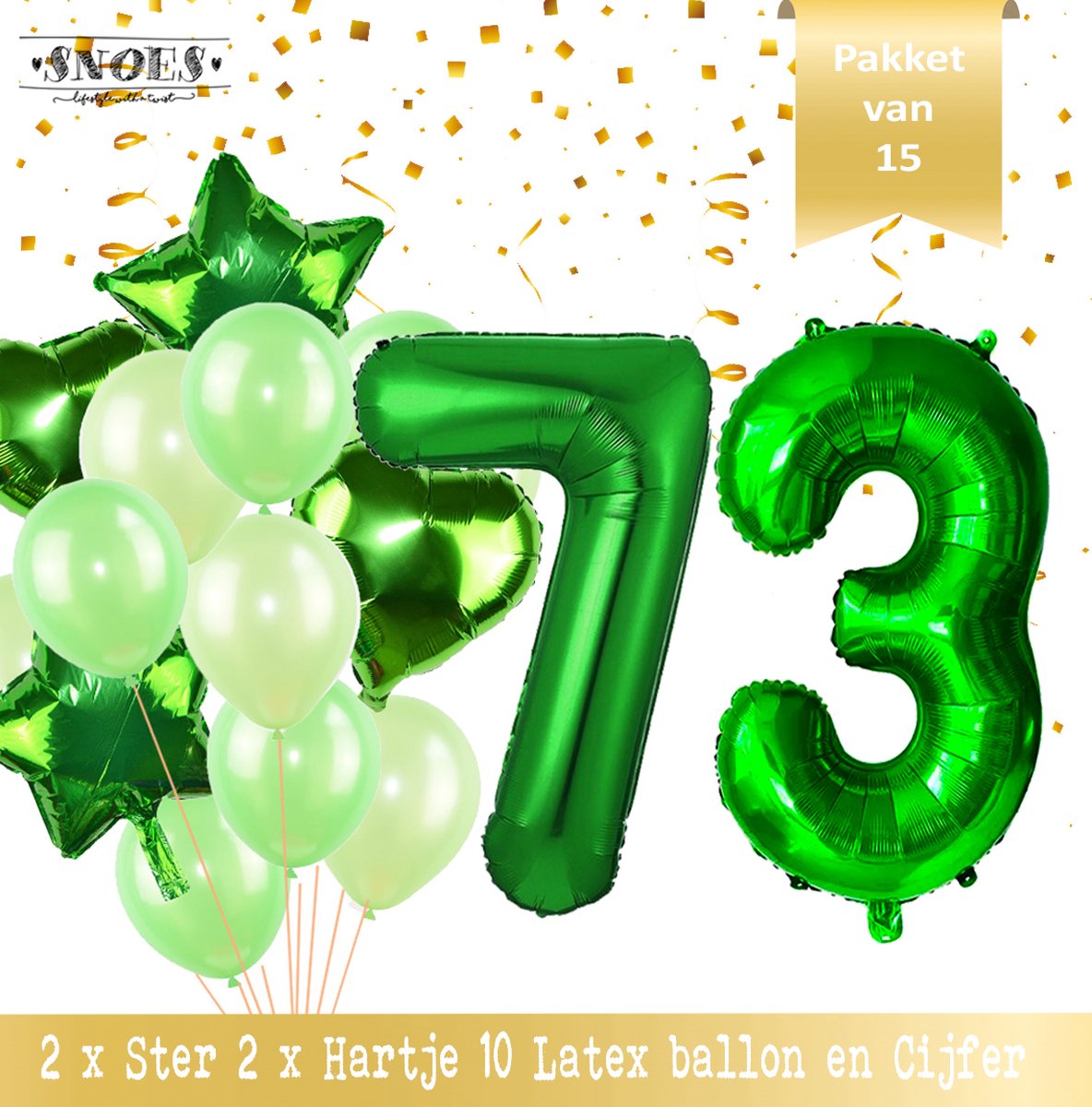 Cijfer Ballon 73 Jaar Groen Forrest Green Boeket * Hoera 73 Jaar Verjaardag Decoratie Set van 15 Ballonnen * 80 cm Verjaardag Nummer Ballon * Snoes * Verjaardag Versiering * Kinderfeestje * Forrest Green* Nummer Ballon 73 * Groen