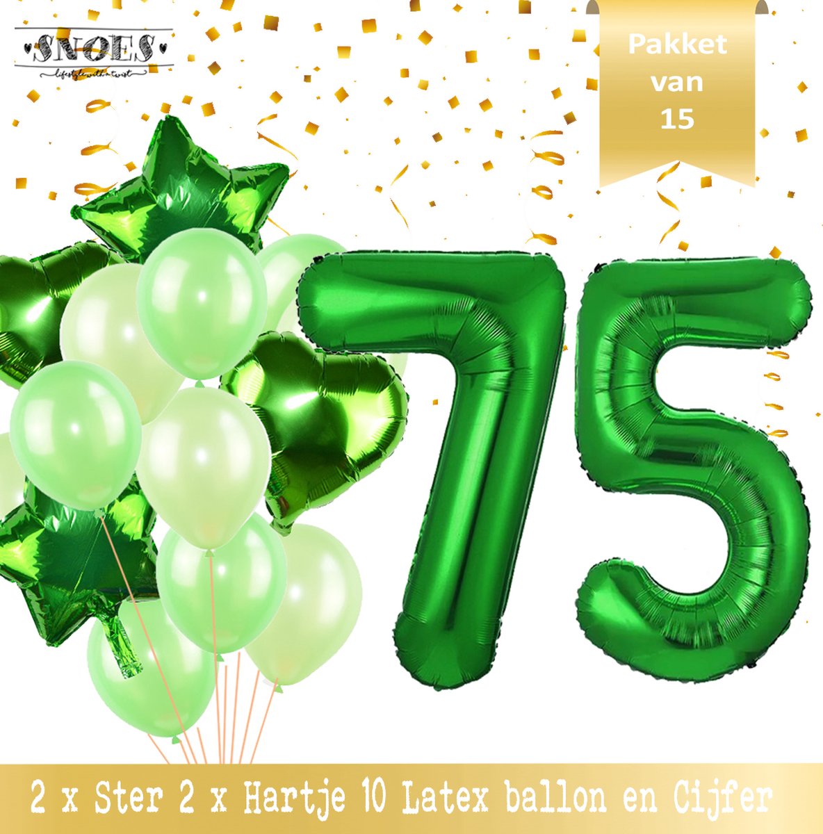 Cijfer Ballon 75 Jaar Groen Forrest Green Boeket * Hoera 75 Jaar Verjaardag Decoratie Set van 15 Ballonnen * 80 cm Verjaardag Nummer Ballon * Snoes * Verjaardag Versiering * Kinderfeestje * Forrest Green* Nummer Ballon 75 * Groen