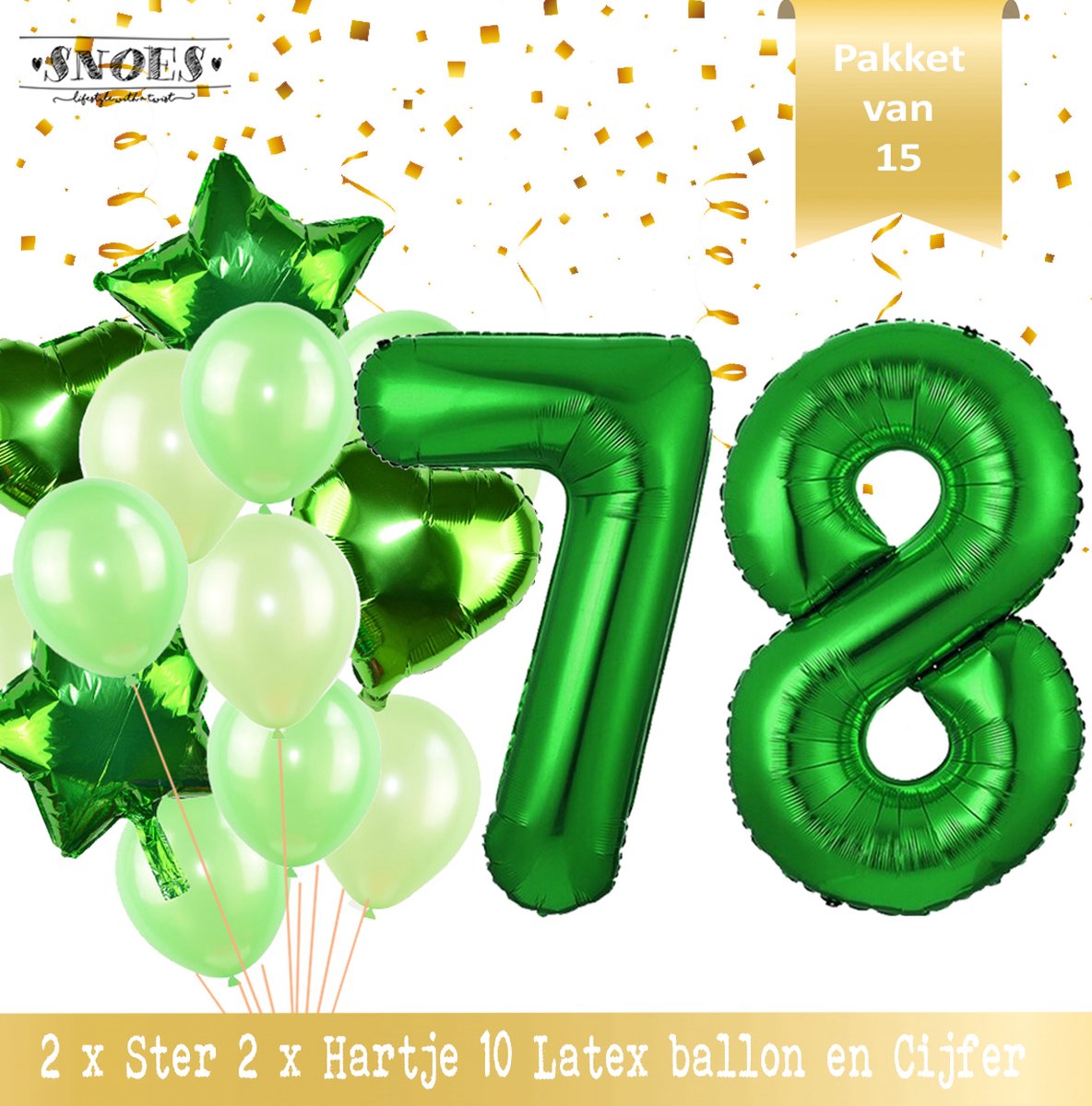 Cijfer Ballon 78 Jaar Groen Forrest Green Boeket * Hoera 78 Jaar Verjaardag Decoratie Set van 15 Ballonnen * 80 cm Verjaardag Nummer Ballon * Snoes * Verjaardag Versiering * Kinderfeestje * Forrest Green* Nummer Ballon 78 * Groen