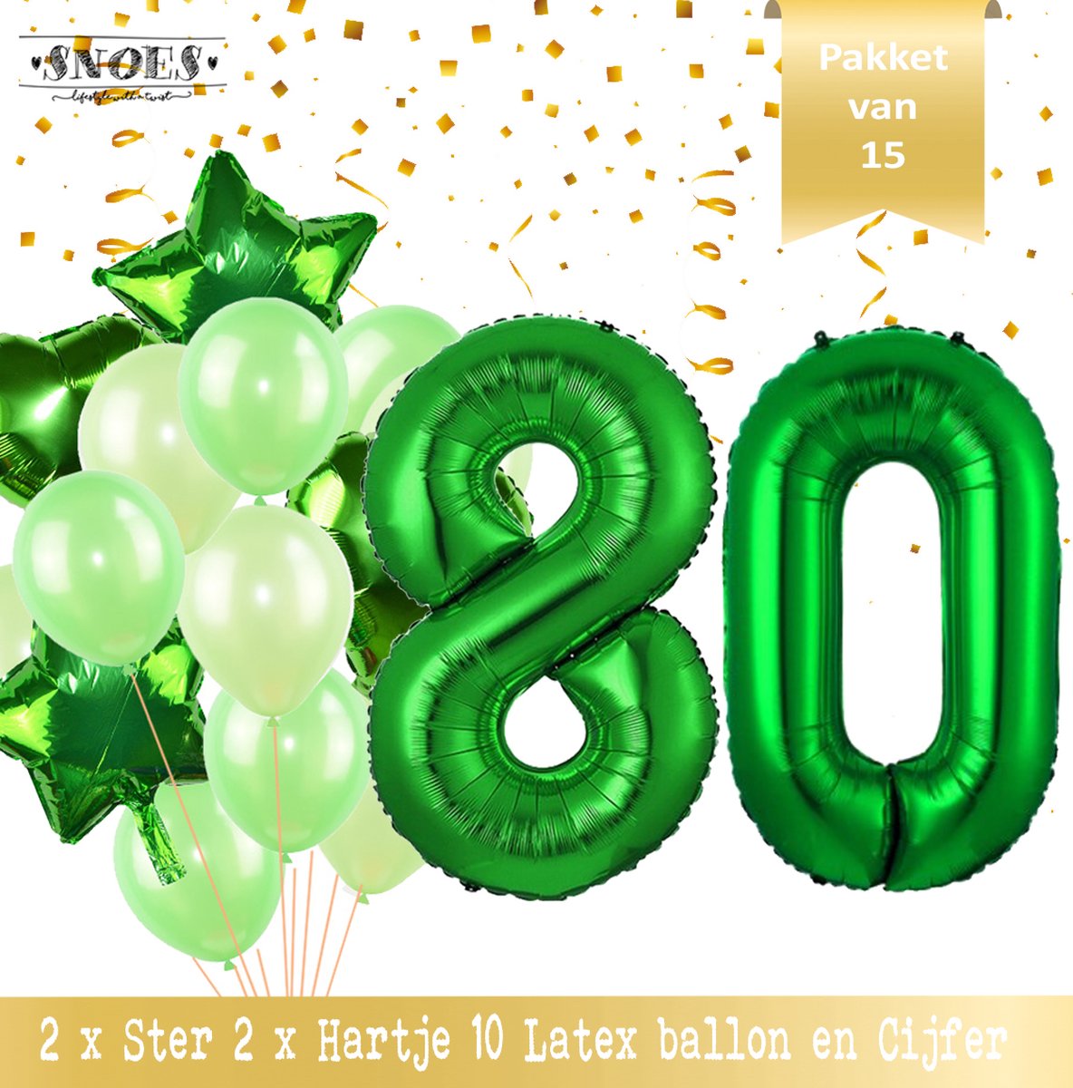 Cijfer Ballon 80 Jaar Groen Forrest Green Boeket * Hoera 80 Jaar Verjaardag Decoratie Set van 15 Ballonnen * 80 cm Verjaardag Nummer Ballon * Snoes * Verjaardag Versiering * Kinderfeestje * Forrest Green* Nummer Ballon 80 * Groen