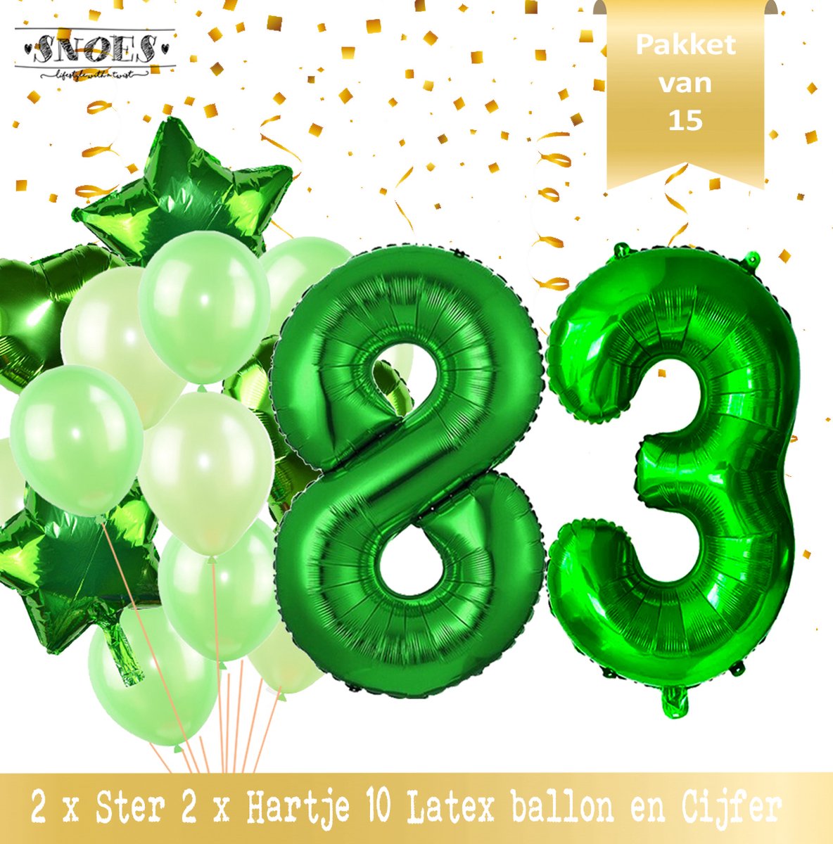 Cijfer Ballon 83 Jaar Groen Forrest Green Boeket * Hoera 83 Jaar Verjaardag Decoratie Set van 15 Ballonnen * 80 cm Verjaardag Nummer Ballon * Snoes * Verjaardag Versiering * Kinderfeestje * Forrest Green* Nummer Ballon 83 * Groen