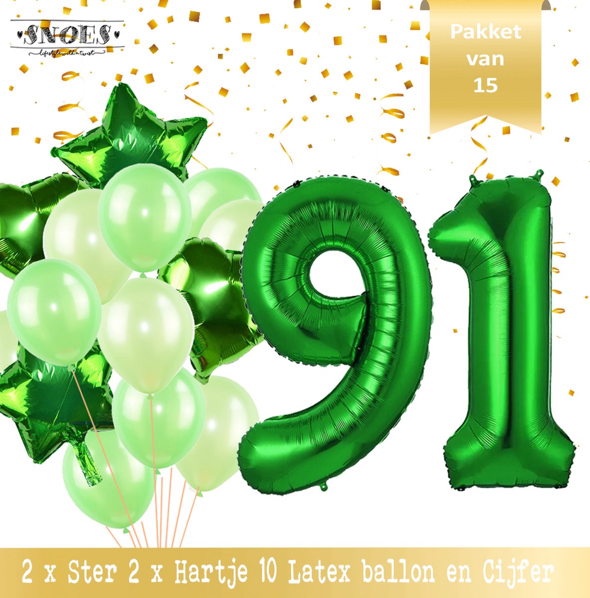 Cijfer Ballon 91 Jaar Groen Forrest Green Boeket * Hoera 91 Jaar Verjaardag Decoratie Set van 15 Ballonnen * 80 cm Verjaardag Nummer Ballon * Snoes * Verjaardag Versiering * Kinderfeestje * Forrest Green* Nummer Ballon 91 * Groen