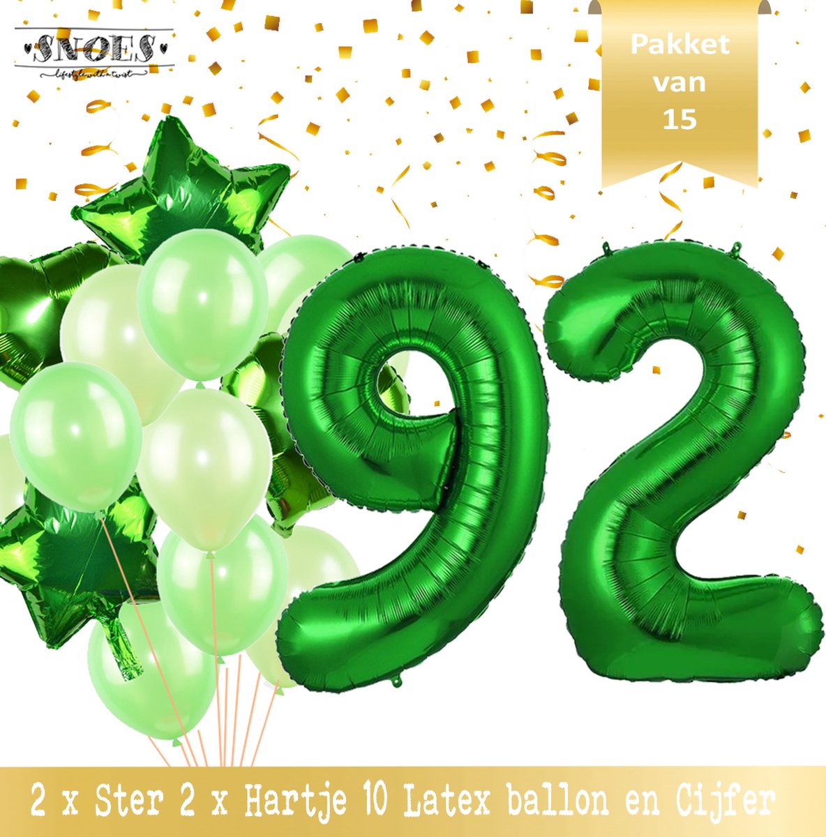 Cijfer Ballon 92 Jaar Groen Forrest Green Boeket * Hoera 92 Jaar Verjaardag Decoratie Set van 15 Ballonnen * 80 cm Verjaardag Nummer Ballon * Snoes * Verjaardag Versiering * Kinderfeestje * Forrest Green* Nummer Ballon 92 * Groen