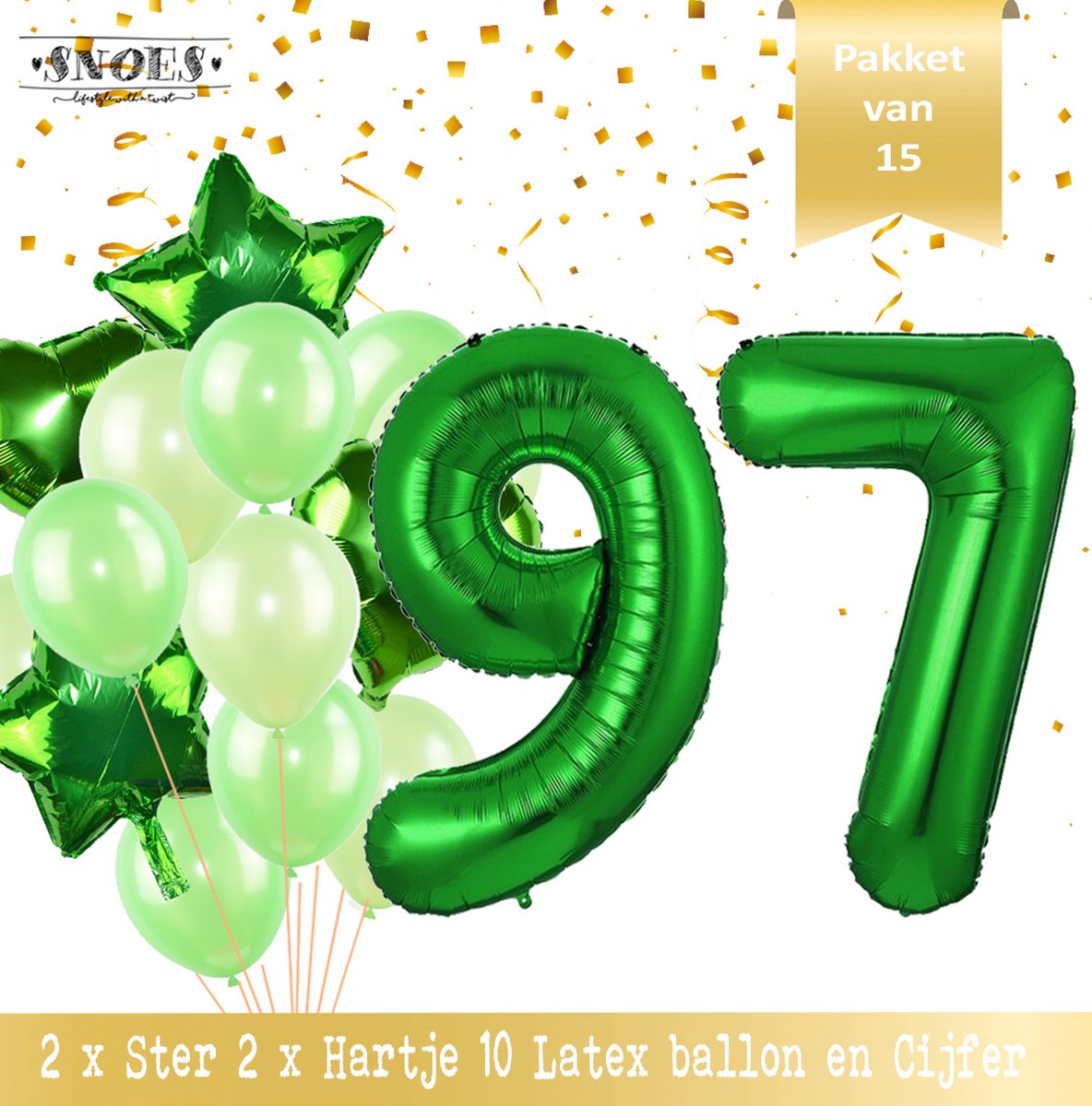 Cijfer Ballon 97 Jaar Groen Forrest Green Boeket * Hoera 97 Jaar Verjaardag Decoratie Set van 15 Ballonnen * 80 cm Verjaardag Nummer Ballon * Snoes * Verjaardag Versiering * Kinderfeestje * Forrest Green* Nummer Ballon 97 * Groen