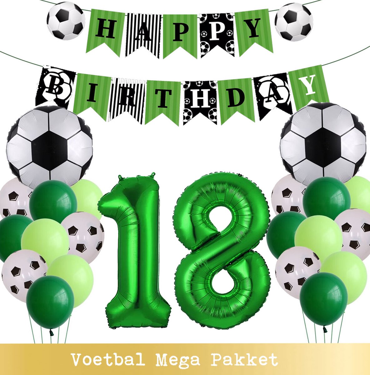 Voetbal Ballonnen - Cijfer Ballon 18 Jaar - Snoes - Megapakket - set van 24 Sport Voetbalfan Voetbal Jongen/Meisje - Sportieve - Voetbal Vrouwen Mannen - Kinderfeestje - Verjaardag - Helium Ballon nummer 18