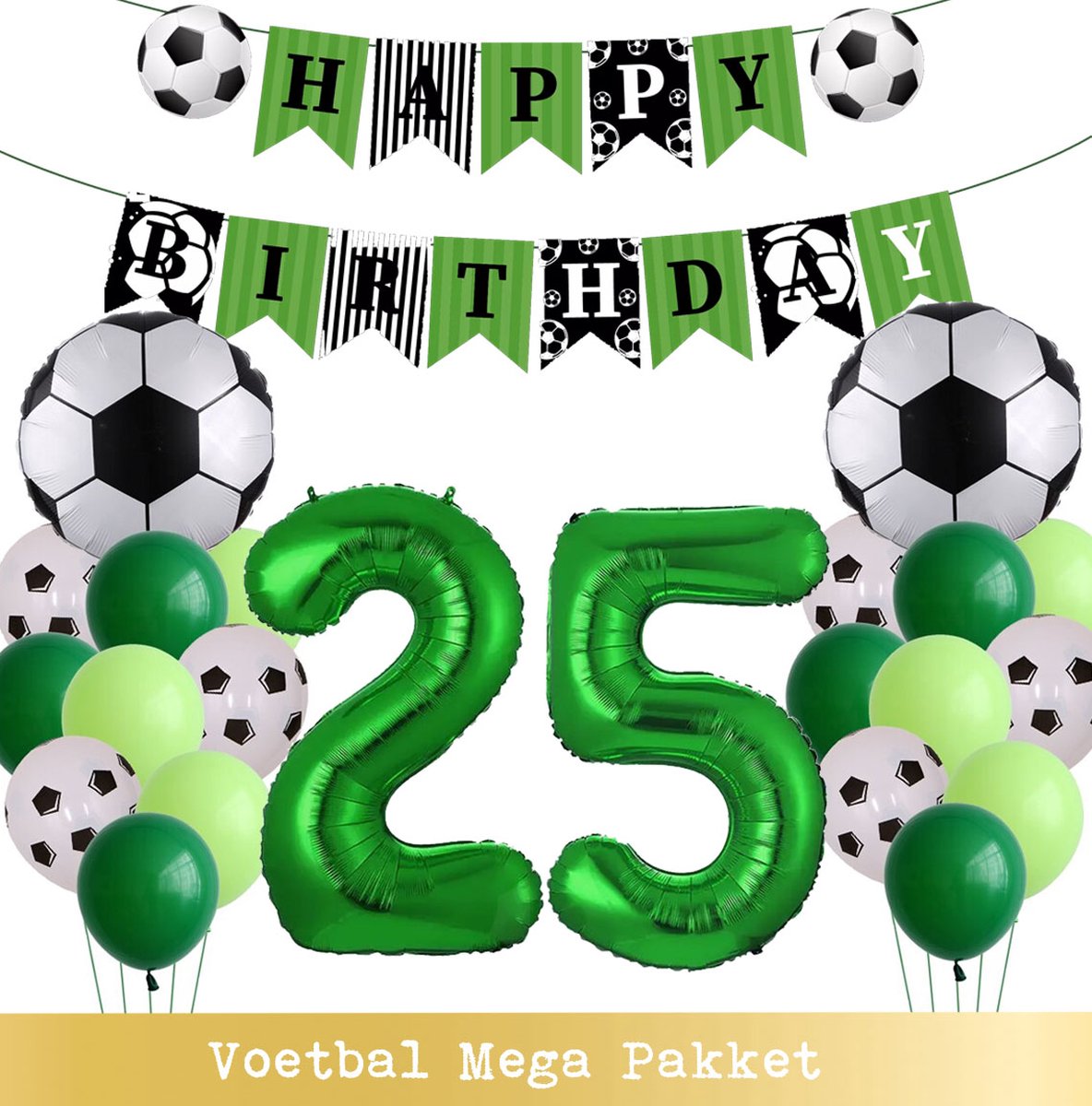 Voetbal Ballonnen - Cijfer Ballon 25 Jaar - Snoes - Megapakket - set van 24 Sport Voetbalfan Voetbal Jongen/Meisje - Sportieve - Voetbal Vrouwen Mannen - Kinderfeestje - Verjaardag - Helium Ballon nummer 25