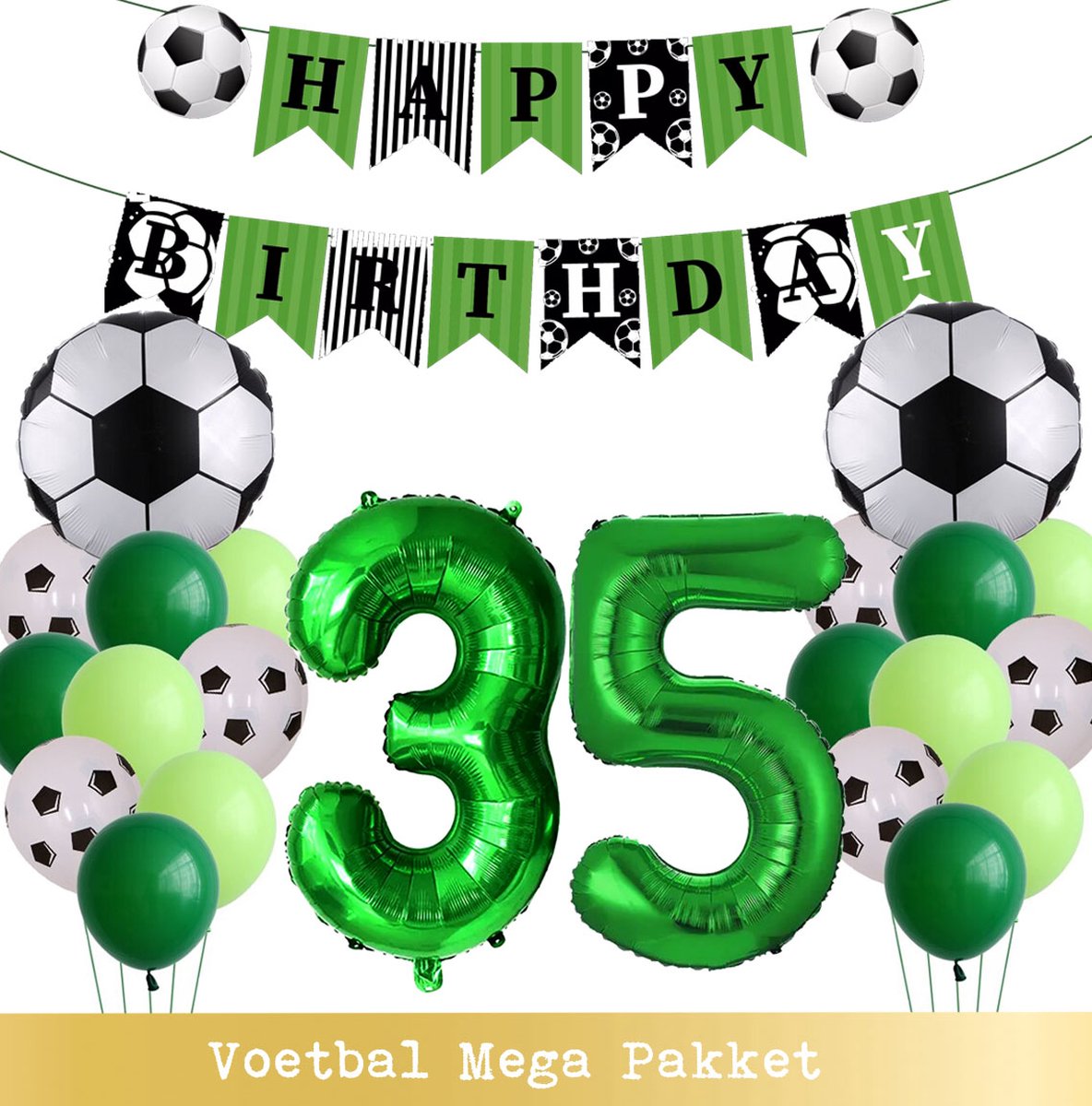 Voetbal Ballonnen - Cijfer Ballon 35 Jaar - Snoes - Megapakket - set van 24 Sport Voetbalfan Voetbal Jongen/Meisje - Sportieve - Voetbal Vrouwen Mannen - Kinderfeestje - Verjaardag - Helium Ballon nummer 35