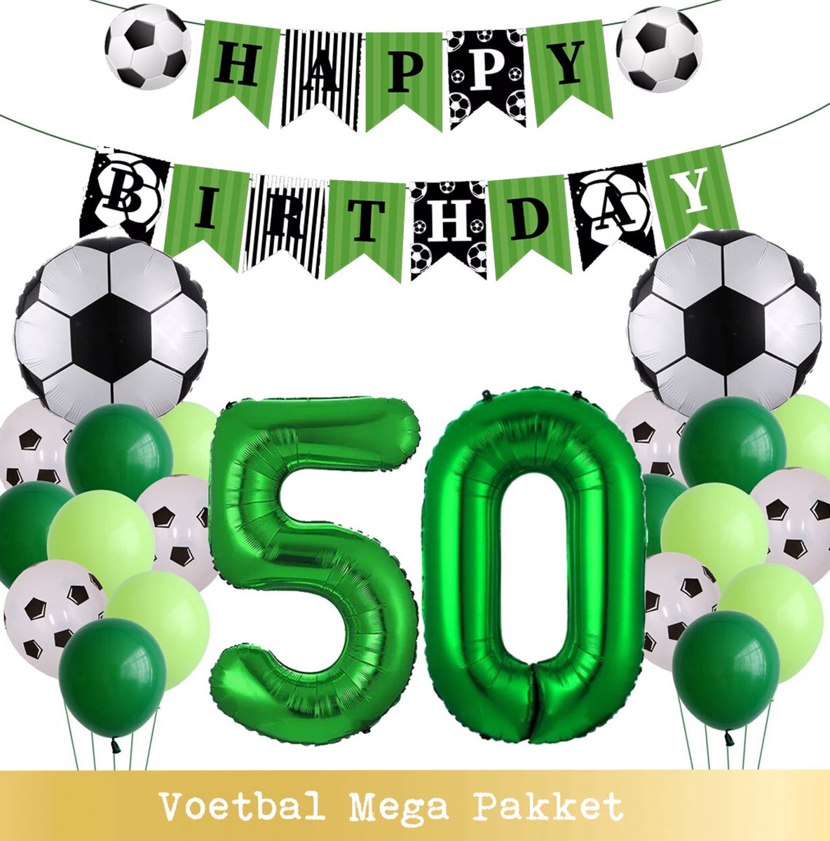 Voetbal Ballonnen - Cijfer Ballon 50 Jaar - Snoes - Megapakket - set van 24 Sport Voetbalfan Voetbal Jongen/Meisje - Sportieve - Voetbal Vrouwen Mannen - Kinderfeestje - Verjaardag - Helium Ballon nummer 50