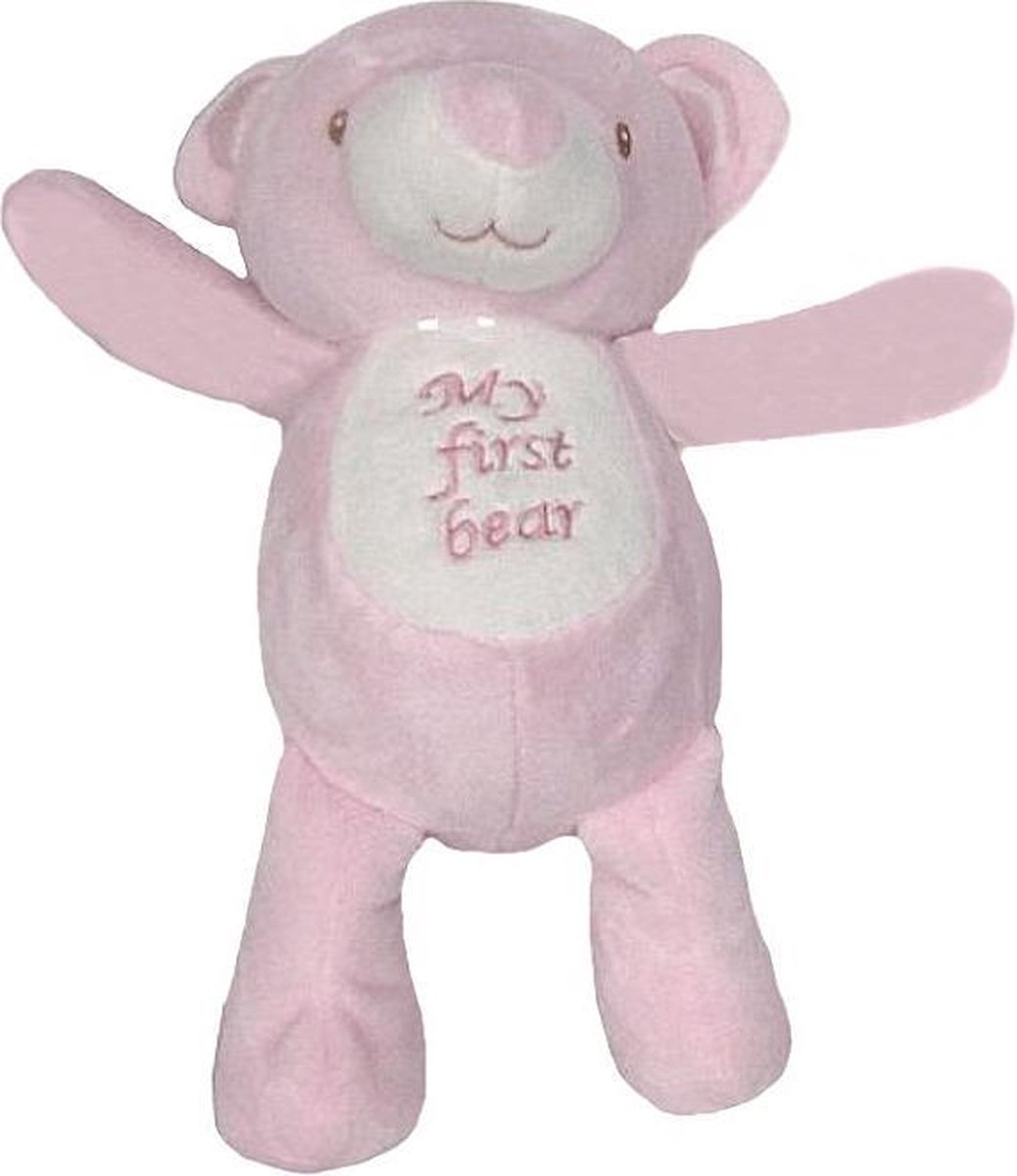 SNUGGLE BABY - Beer met rammelaar - roze - 25 cm