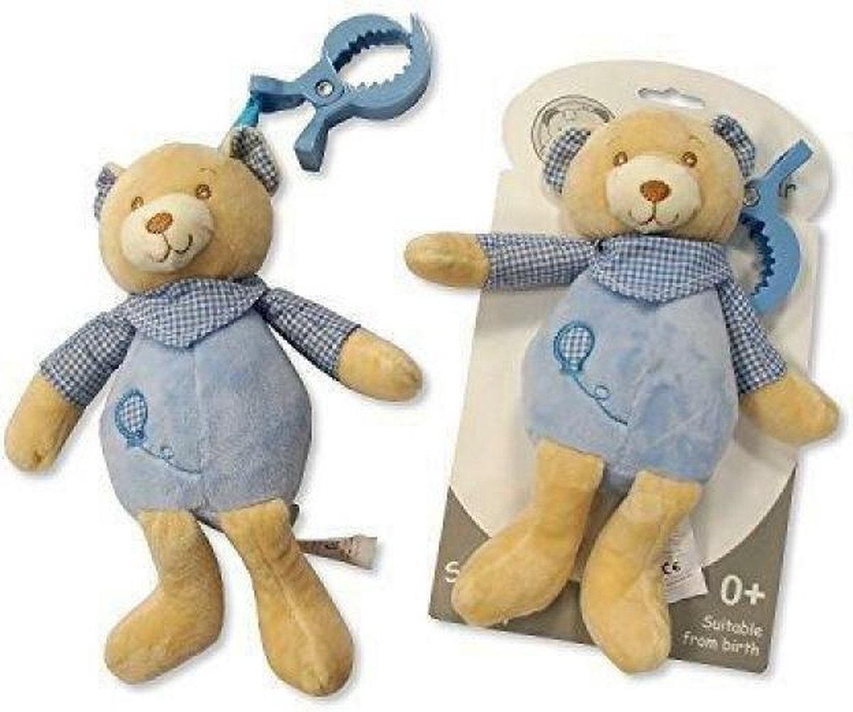 Snuggle Baby - Knuffel Beer aan Clip - 25 cm - Blue