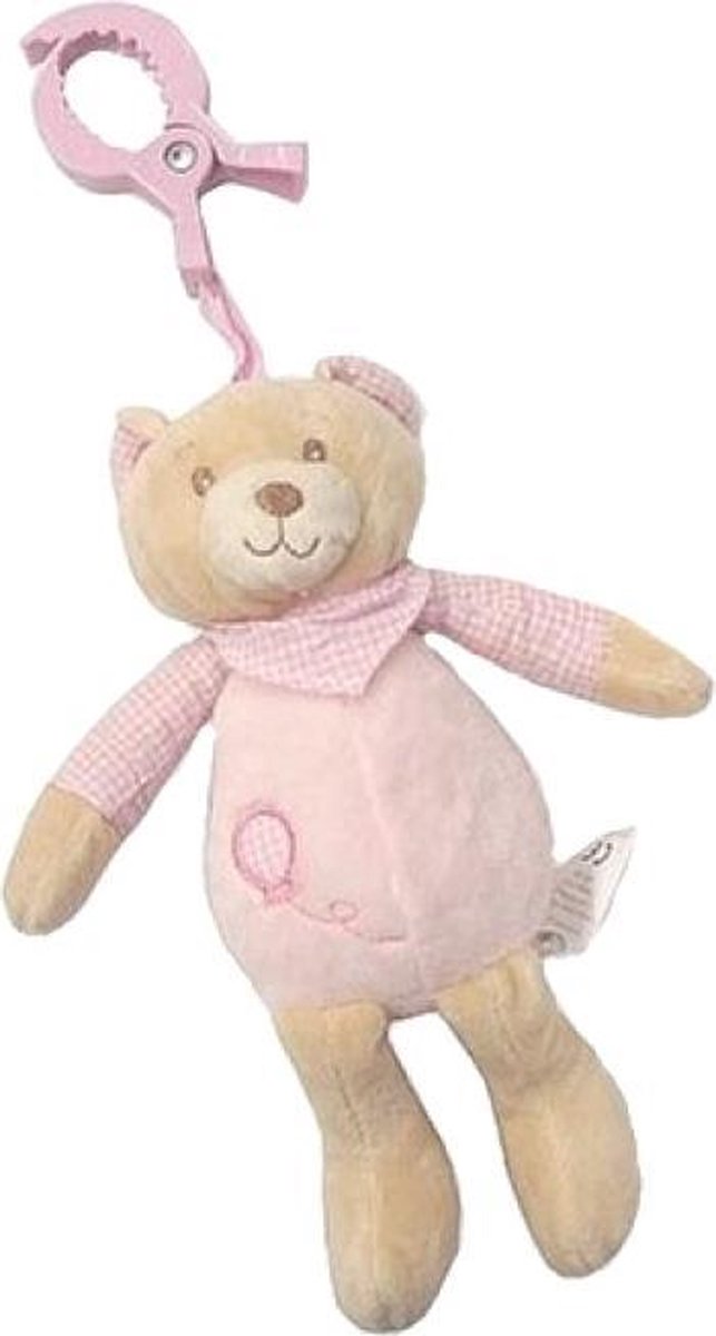 Snuggle Baby - Knuffel Beer aan Clip - 25 cm - Pink