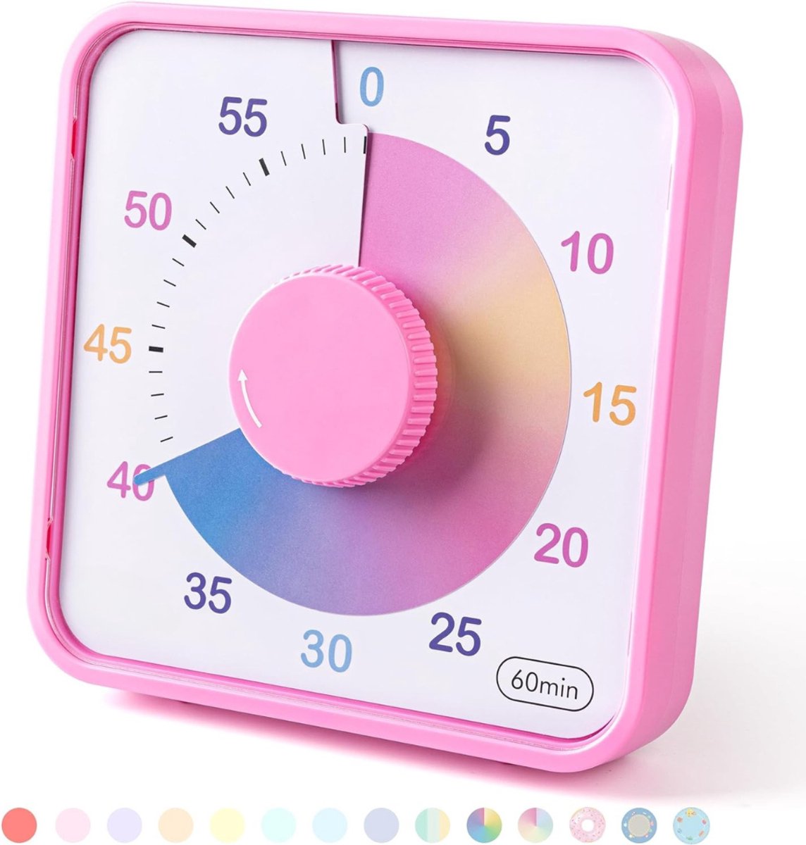   Aftelklok - Visuele Timer Met Kleurrijke Schijf - Mechanisch - Educatief Voor Kinderen - Magnetisch En Vrijstaand