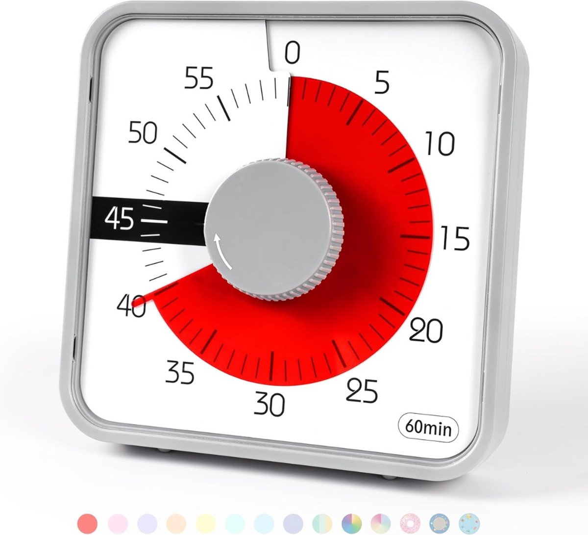   Aftelklok - Visuele Timer Met Rode Schijf - Mechanisch - Geluidssignaal - Educatief Voor Kinderen - Magnetisch En Vrijstaand