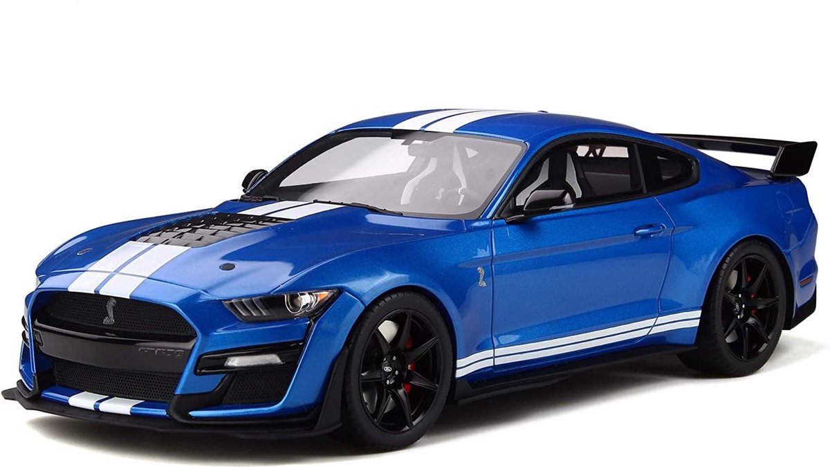 Ford Mustang Shelby GT500 (Blauw) (25 cm) 1/18 Solido + Hot Wheels Miniatuurauto + 3 Unieke Auto Stickers! - Model auto - Schaalmodel - Modelauto - Miniatuur autos - Speelgoed voor kinderen