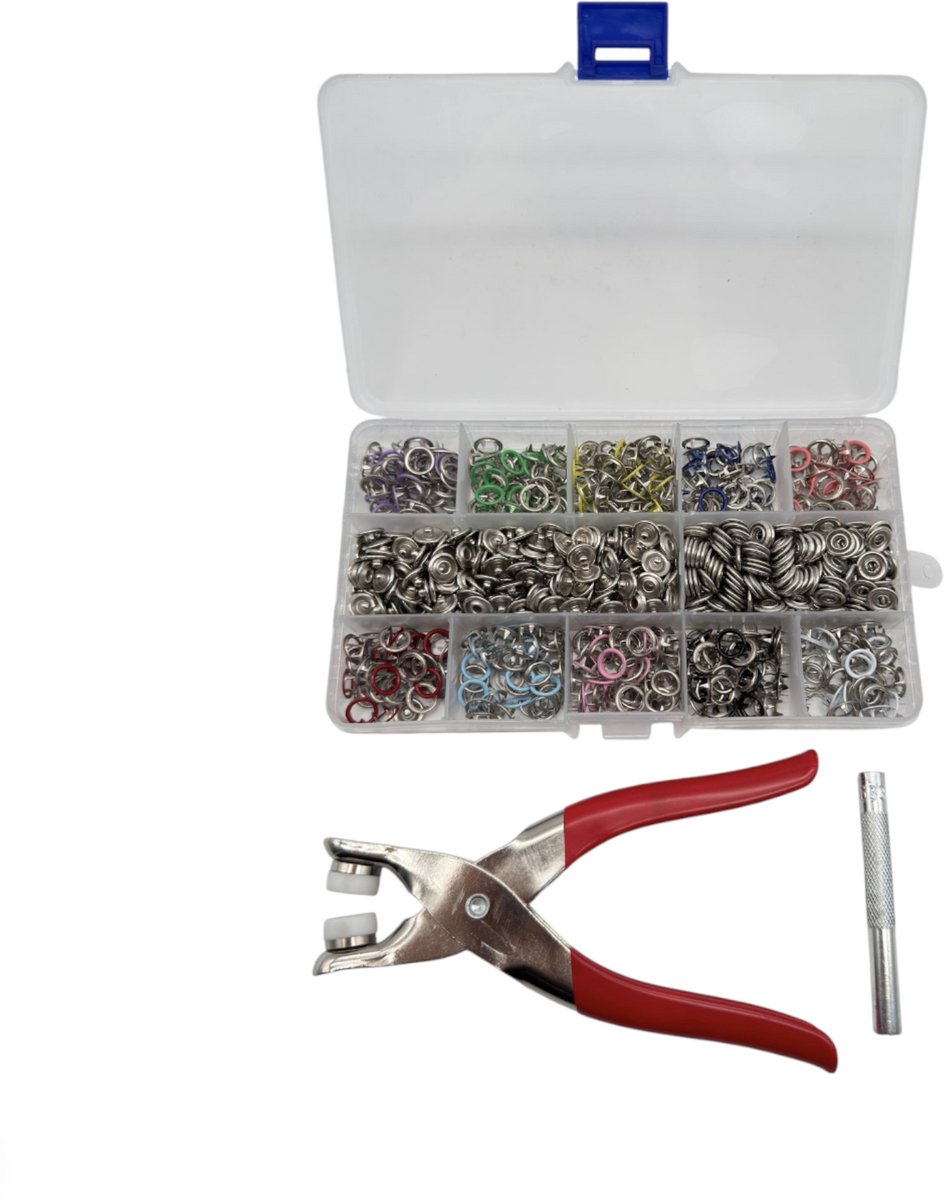   Complete Drukknopen Set Met Tang - 200 Sets - Druktang - Naaien - Multicolor