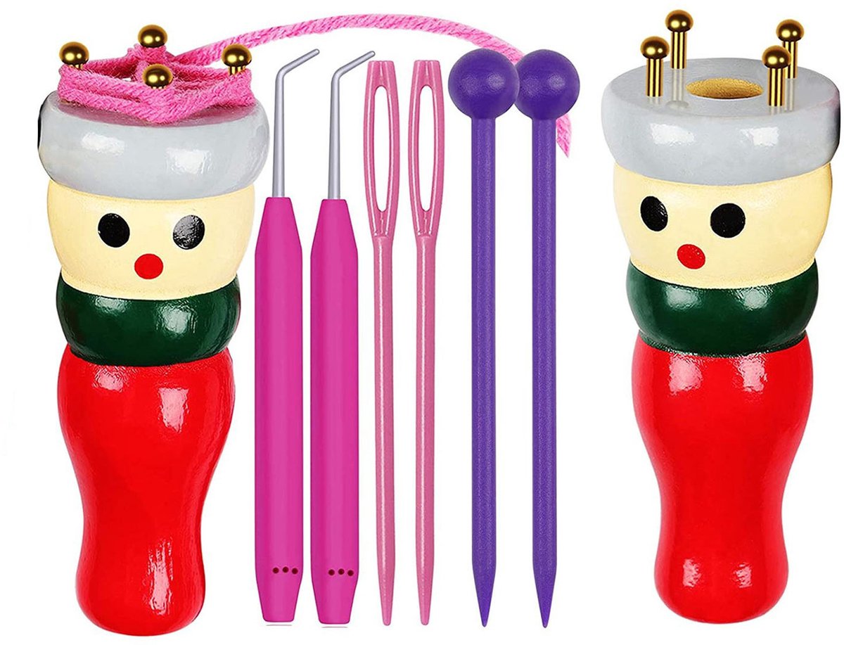   Complete Punnik Set - 8-Delig - Punnikpopje - Breipoppetje & Naalden - Breimolen Handwerk Tool - Multicolor